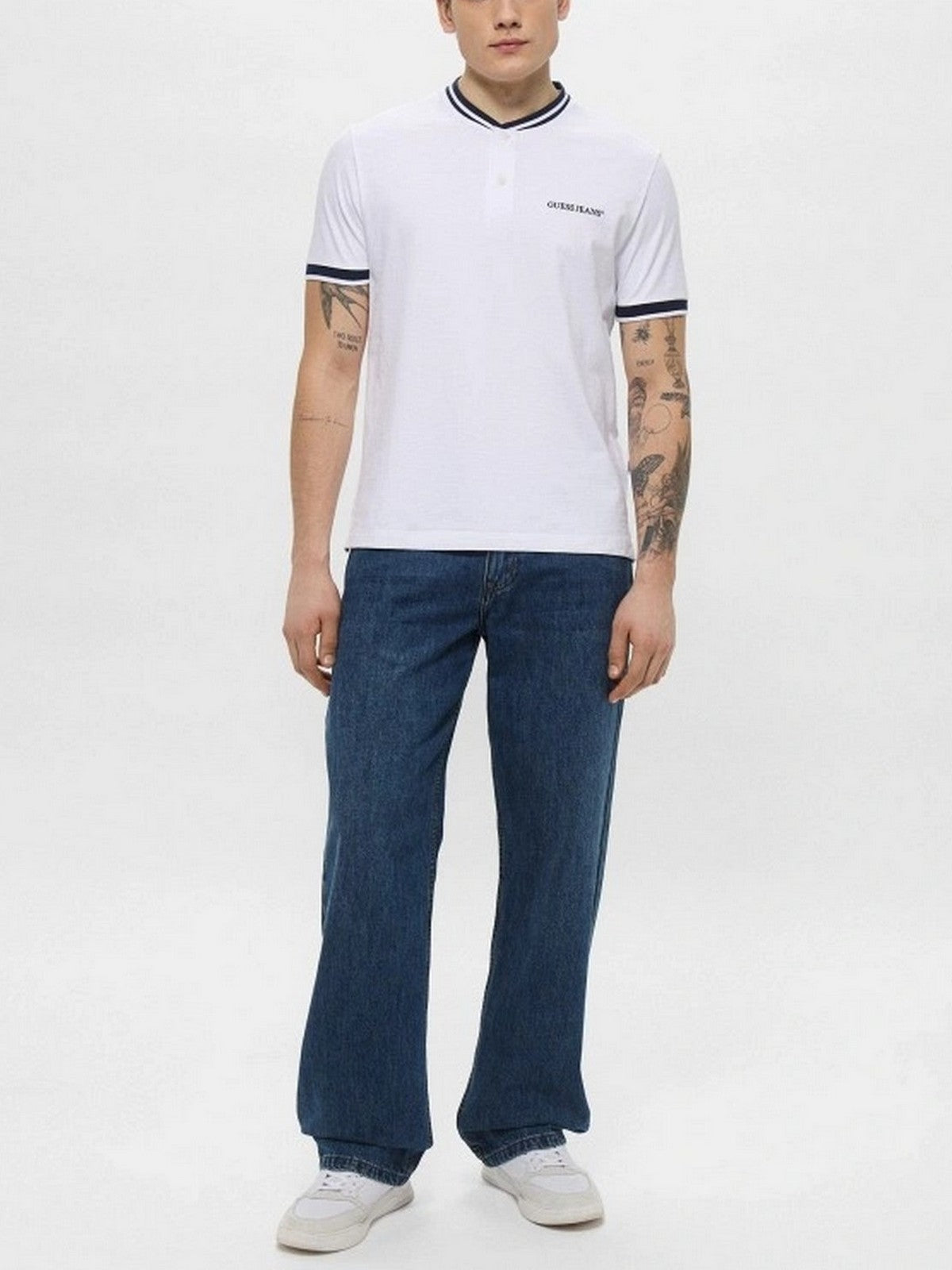 GUESS T-shirt Uomo GJ SS CN REG HENLEY TEE M5GP49 KCTV1 G011 PURE WHITE