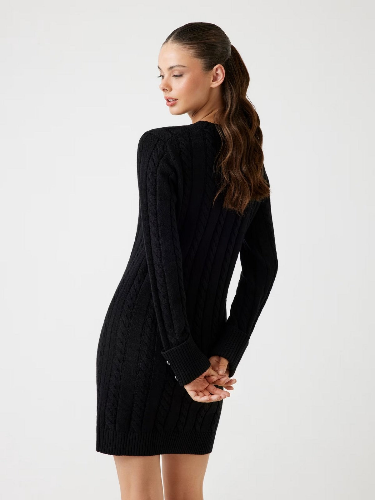 GUESS Abito Donna LS CN ELSA SWTR DRESS W5BK46 Z1192 JBLK Jet Black A996