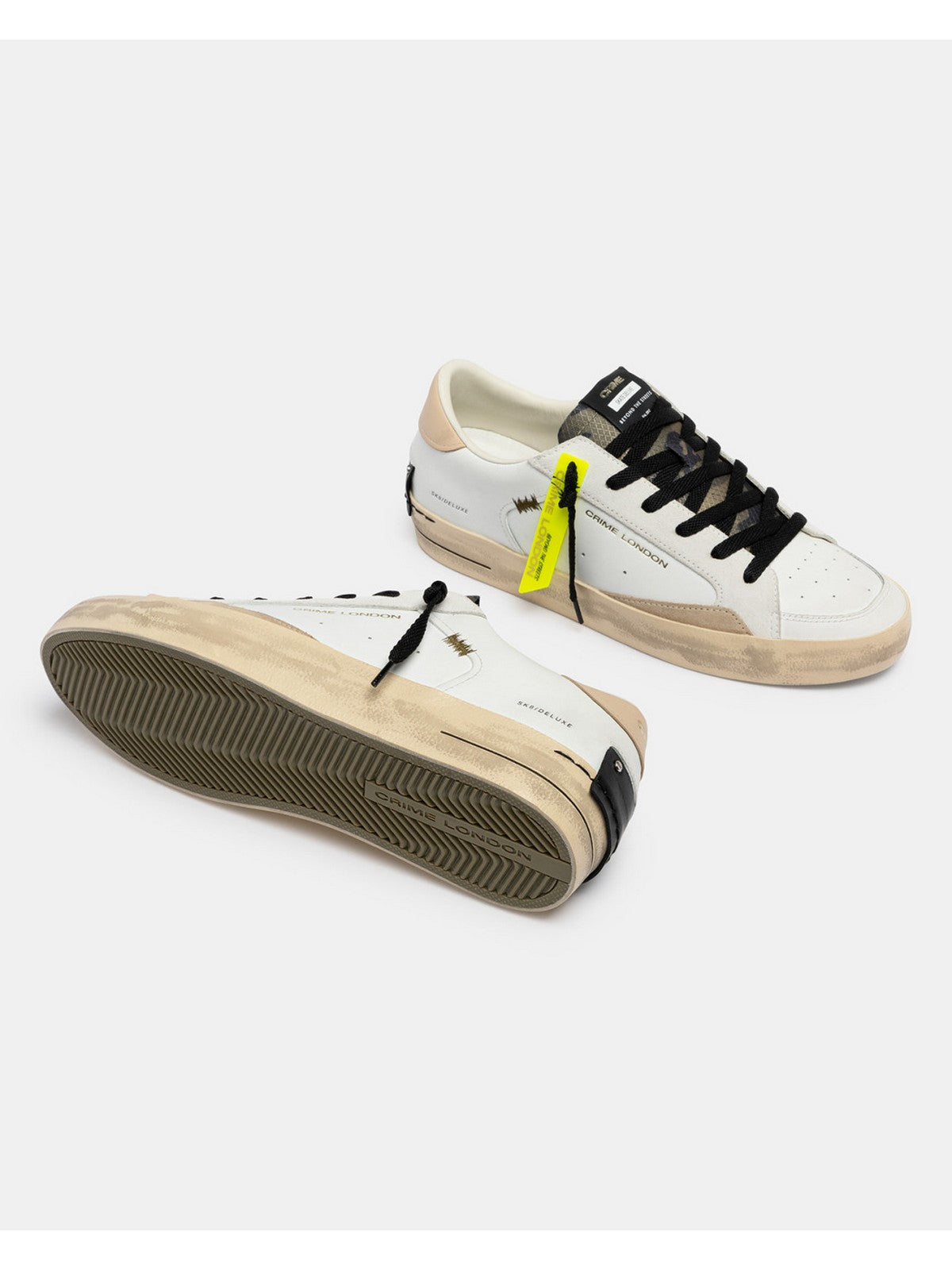 CRIME LONDON Sneaker Uomo SK8 DELUXE DUNE DRIFT 19104PP8 10 WHITE gioboutiqueweb