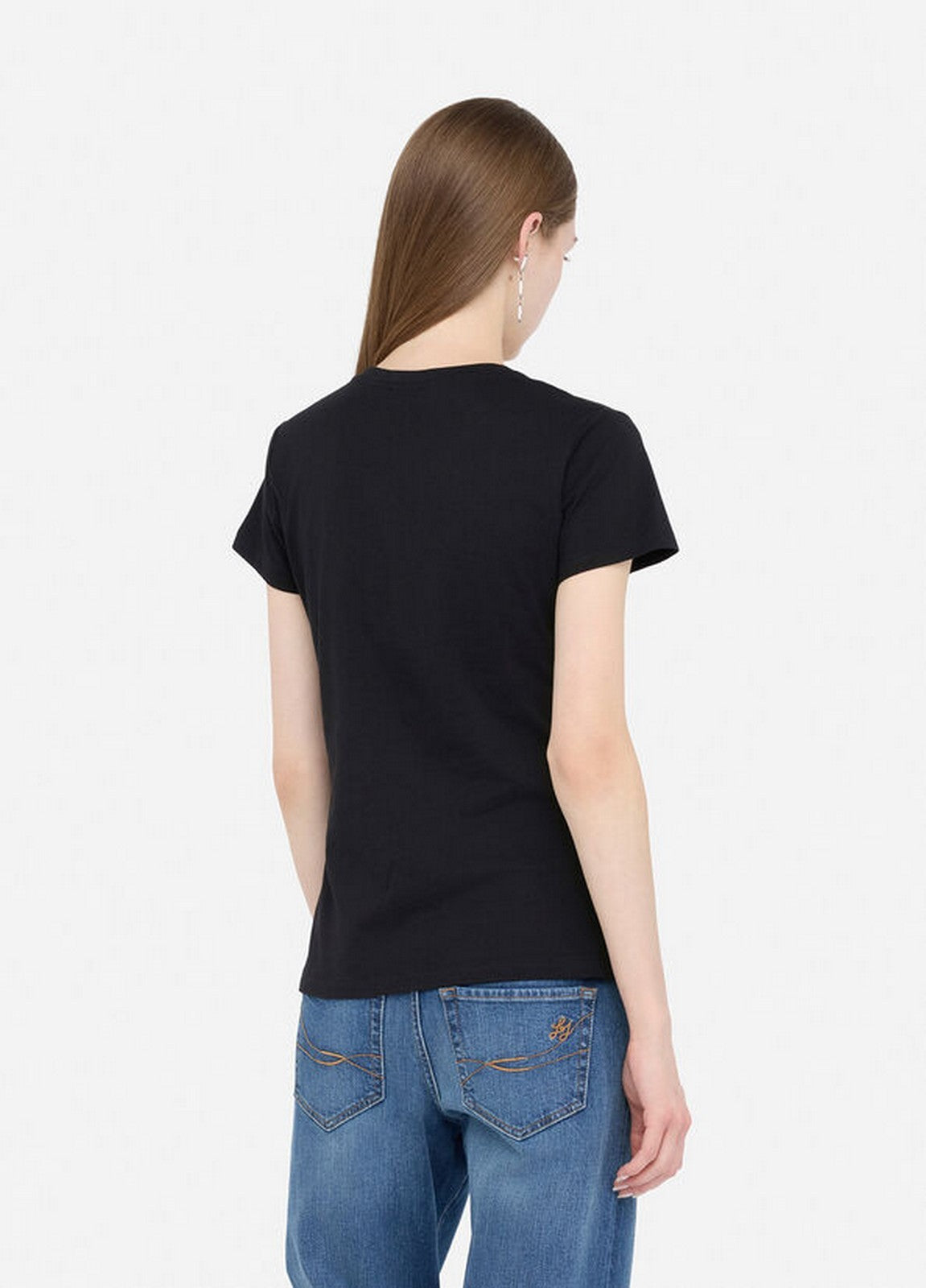 LIU JO BLUE DENIM T-shirt Donna UF5264JS923 M9938 Nero/heart LiuJo poi
