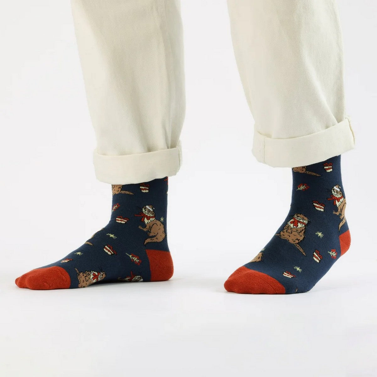 BARE KIND Calzini Unisex adulto OTTERS BLU/ARANCIO