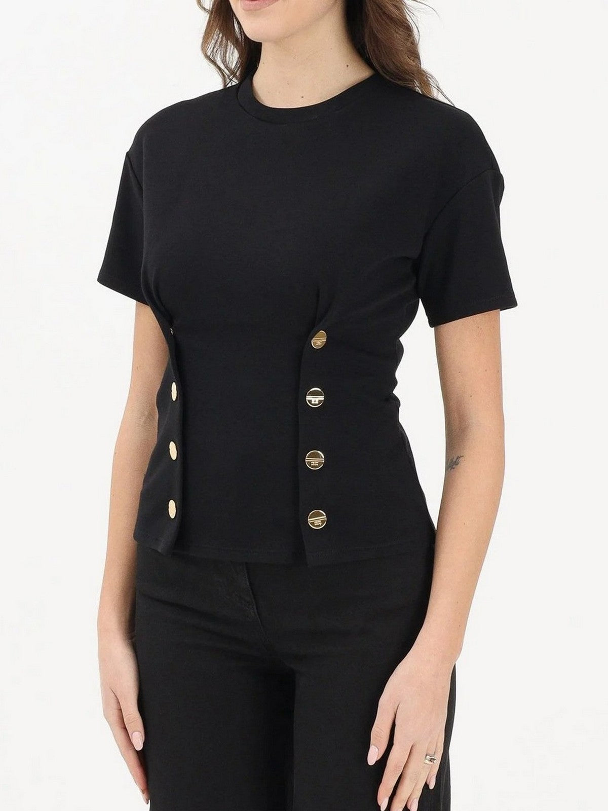 ELISABETTA FRANCHI T-shirt Donna MA00461E2 110 Nero gioboutiqueweb