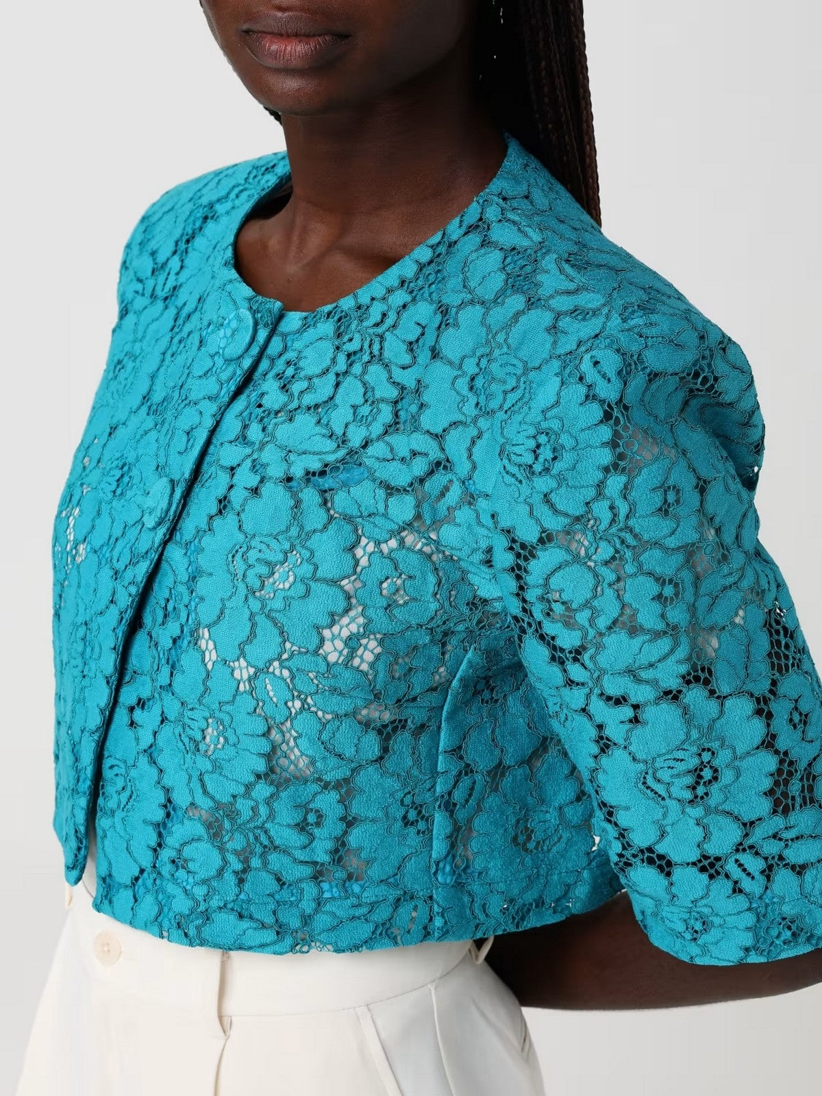 PINKO Giacca Donna PLATANO SPENCER PIZZO REBRODE 106552-A330 V76 VERDE MATTONELLA gioboutiqueweb