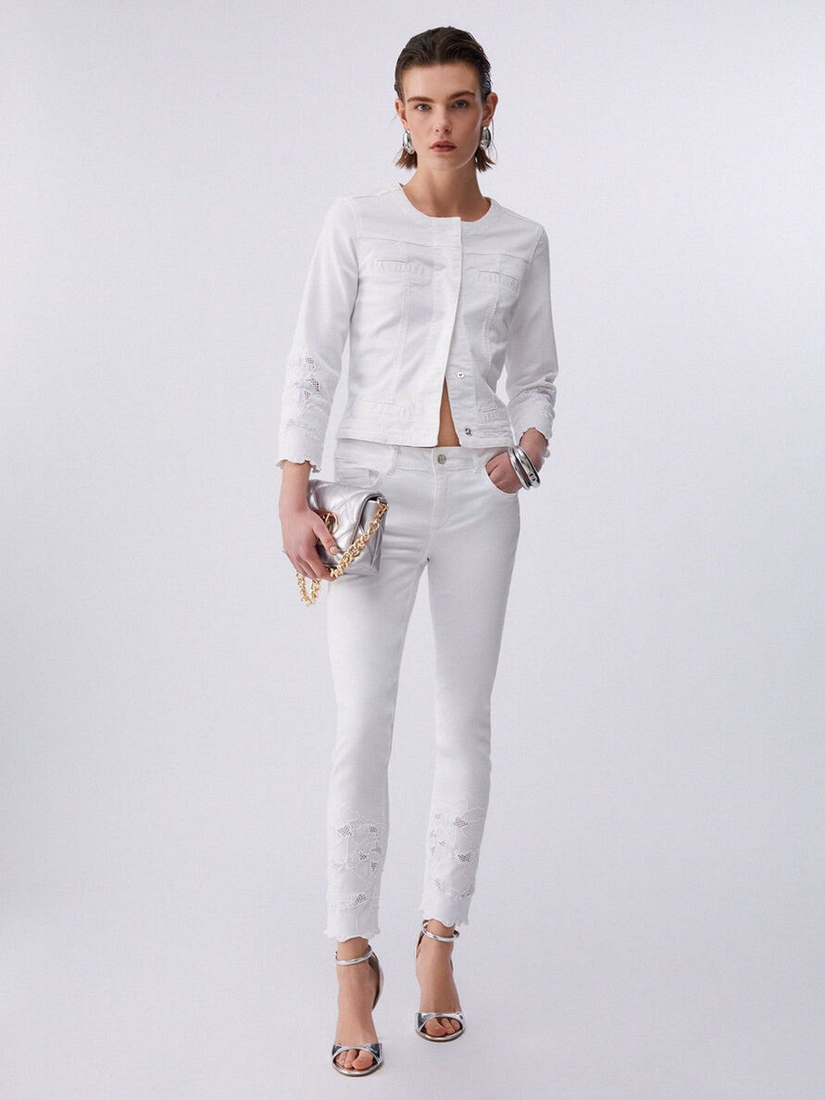 LIU JO WHITE Pantalone Donna WA6260T367A P9255 Bco ottico ric.flowe gioboutiqueweb