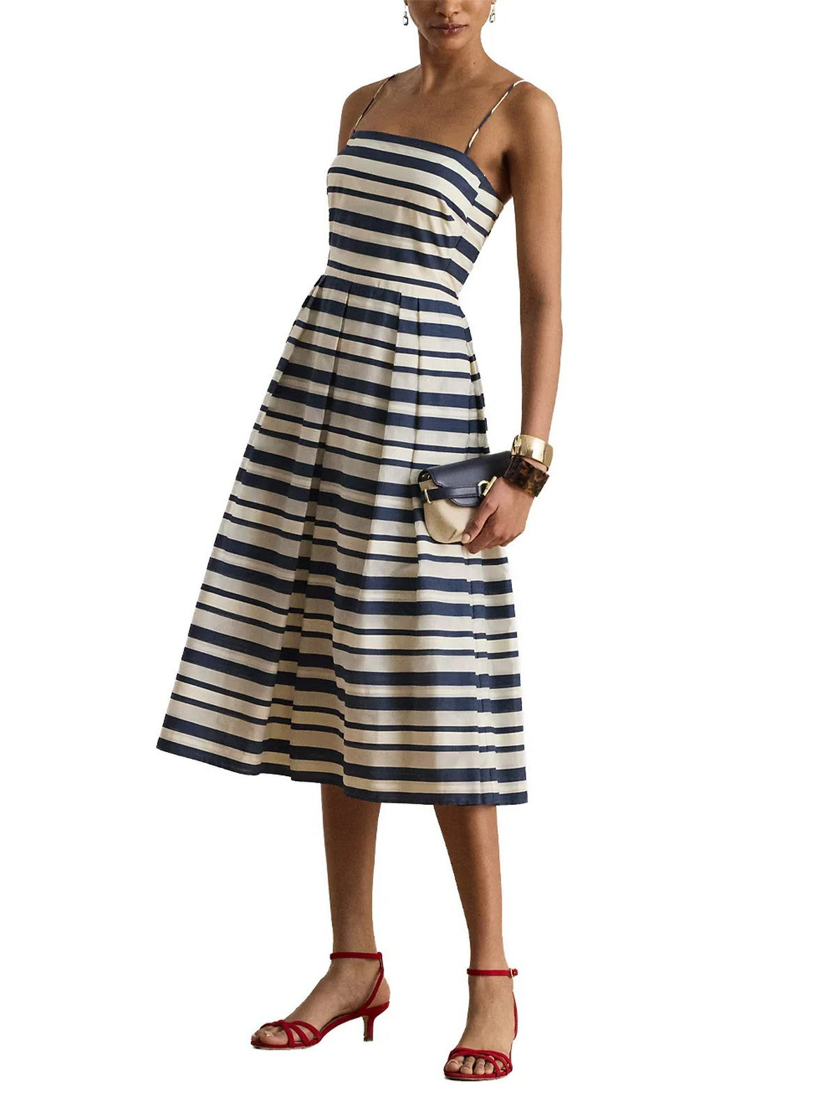 LAUREN RALPH LAUREN Abito Donna WOVEN-FIT & FLARE-DRESSES 253P08699 001 NAVY/CREAM MULTI