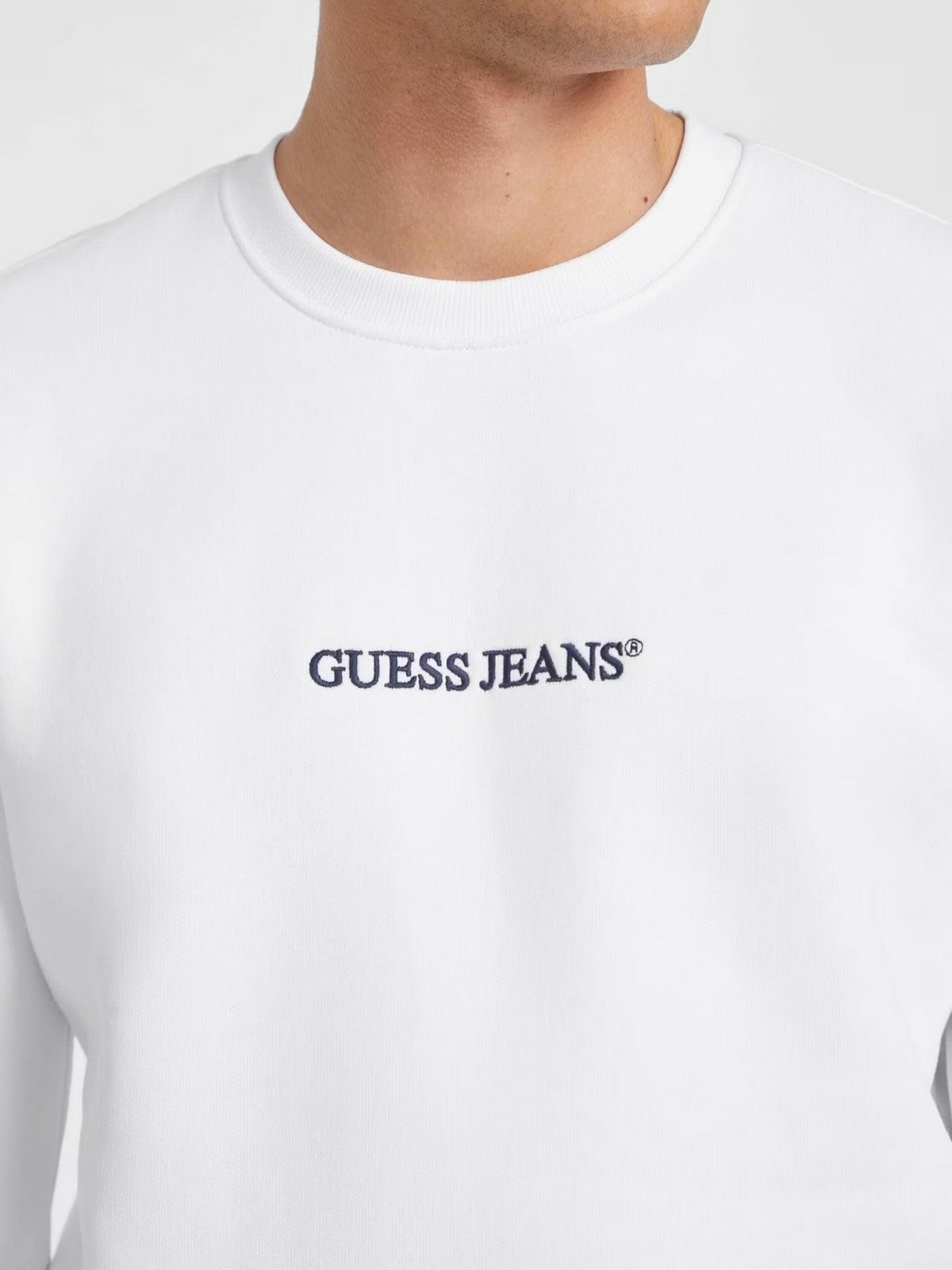GUESS Felpa Uomo GJ CN SLIM LOGO EMB SWEAT M4YQ19 K9V31 G011 PURE WHITE