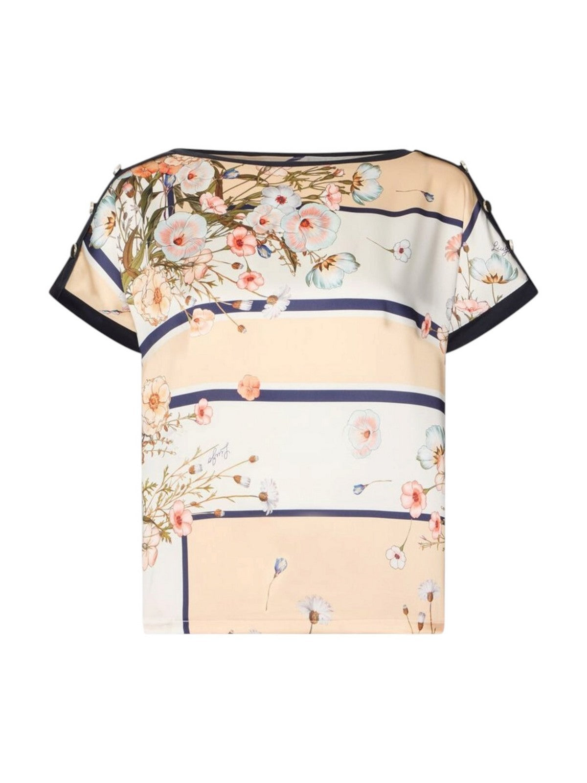 LIU JO WHITE T-shirt Donna WA6437J6308 P9466 Nt.blu sky/bloom fou gioboutiqueweb