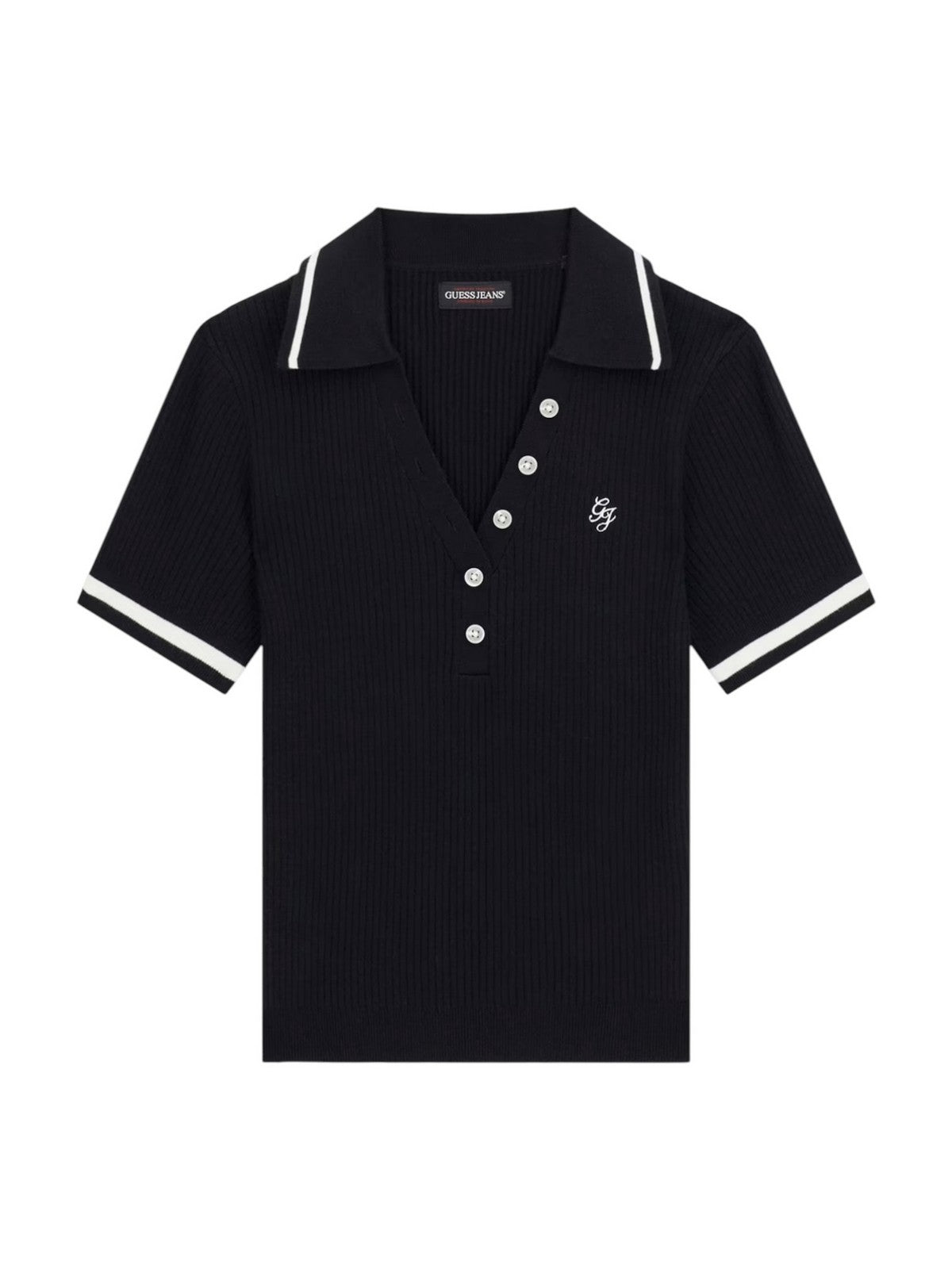 GUESS Maglia Donna GJ SS RIB POLO EMB SWTR W6GRZ1 Z3P32 JBLK Jet Black A996