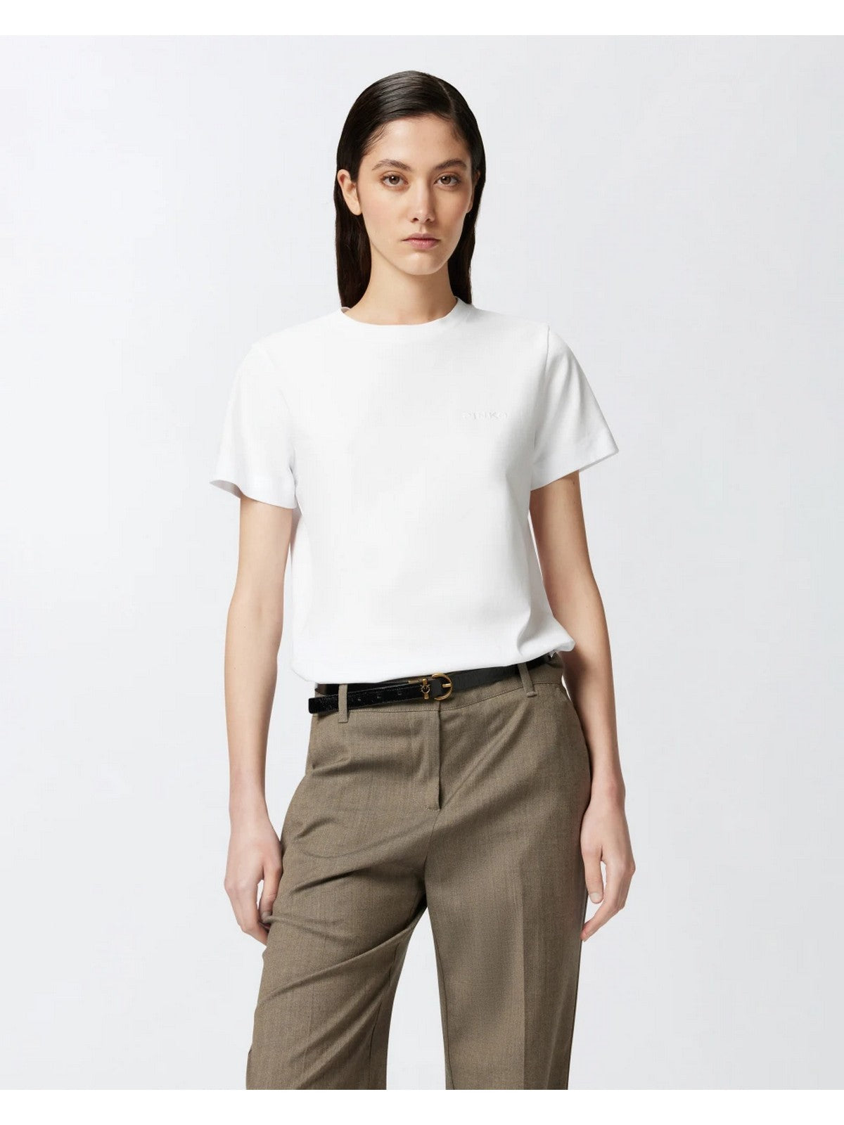 PINKO T-shirt Donna START T-SHIRT JERSEY LOGO PINK 101752-A2HN Z04 Bianco gioboutiqueweb