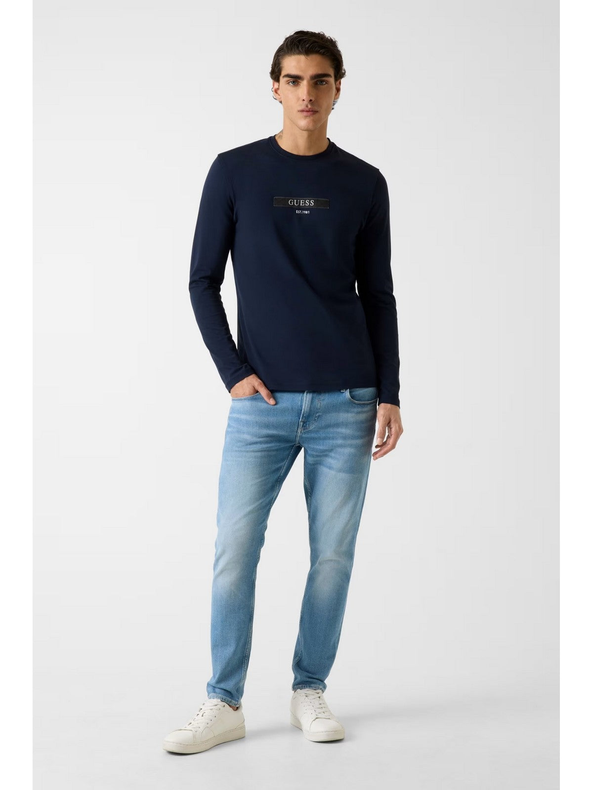GUESS T-shirt Uomo LS CN LOGO BOX TEE M6RI18 J1314 G7V2 SMART BLUE gioboutiqueweb