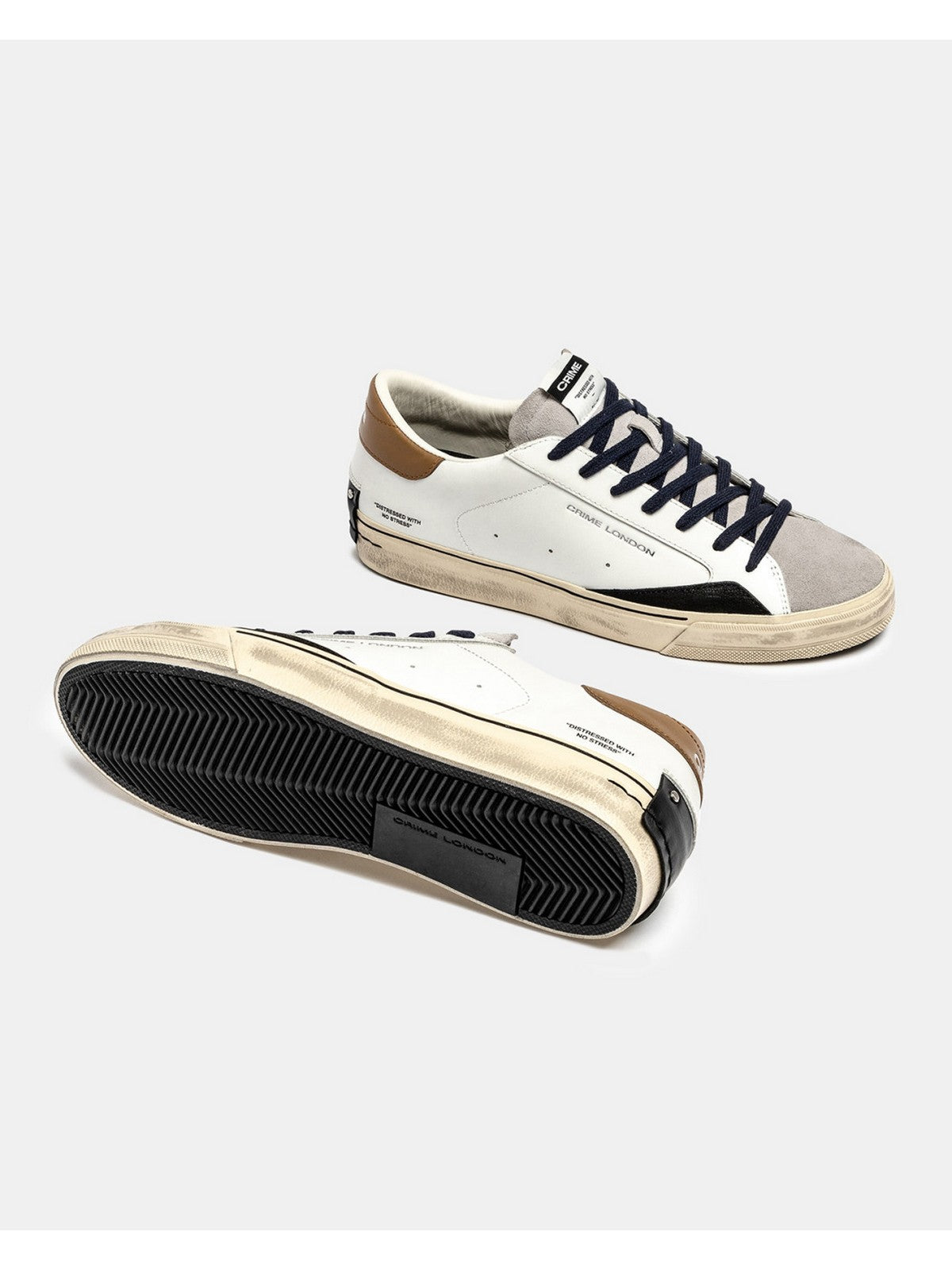 CRIME LONDON Sneaker Uomo DISTRESSED 2.0 OAK SMOKE 11070AA8 10 WHITE gioboutiqueweb