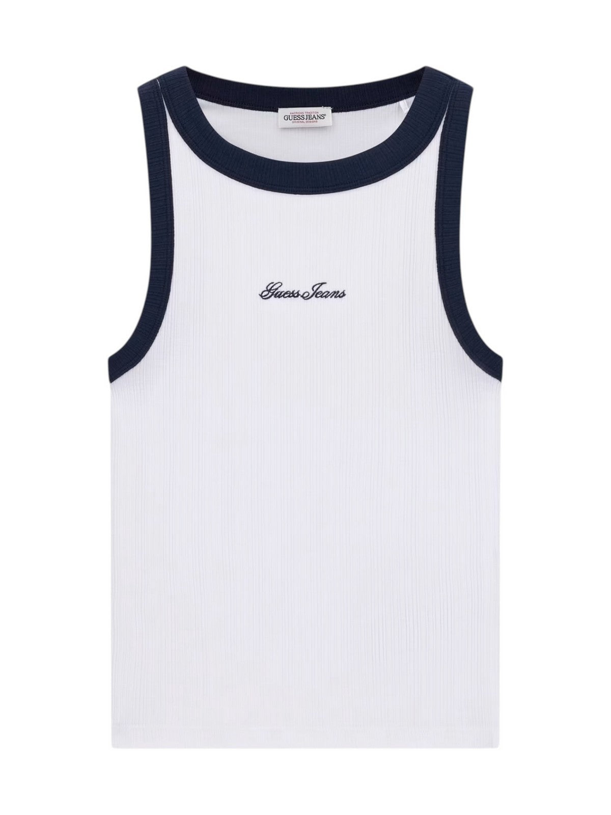 GUESS Top Donna GJ EMBRO RINGER TANK TOP W6GPZ8 KF641 G011 PURE WHITE gioboutiqueweb
