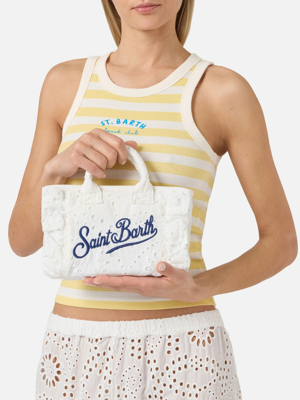 MC2 SAINT BARTH Borsa Donna VANITY MINI VOLANT 00434L COTTON FLOWER EMBROIDERY 01 EMB
