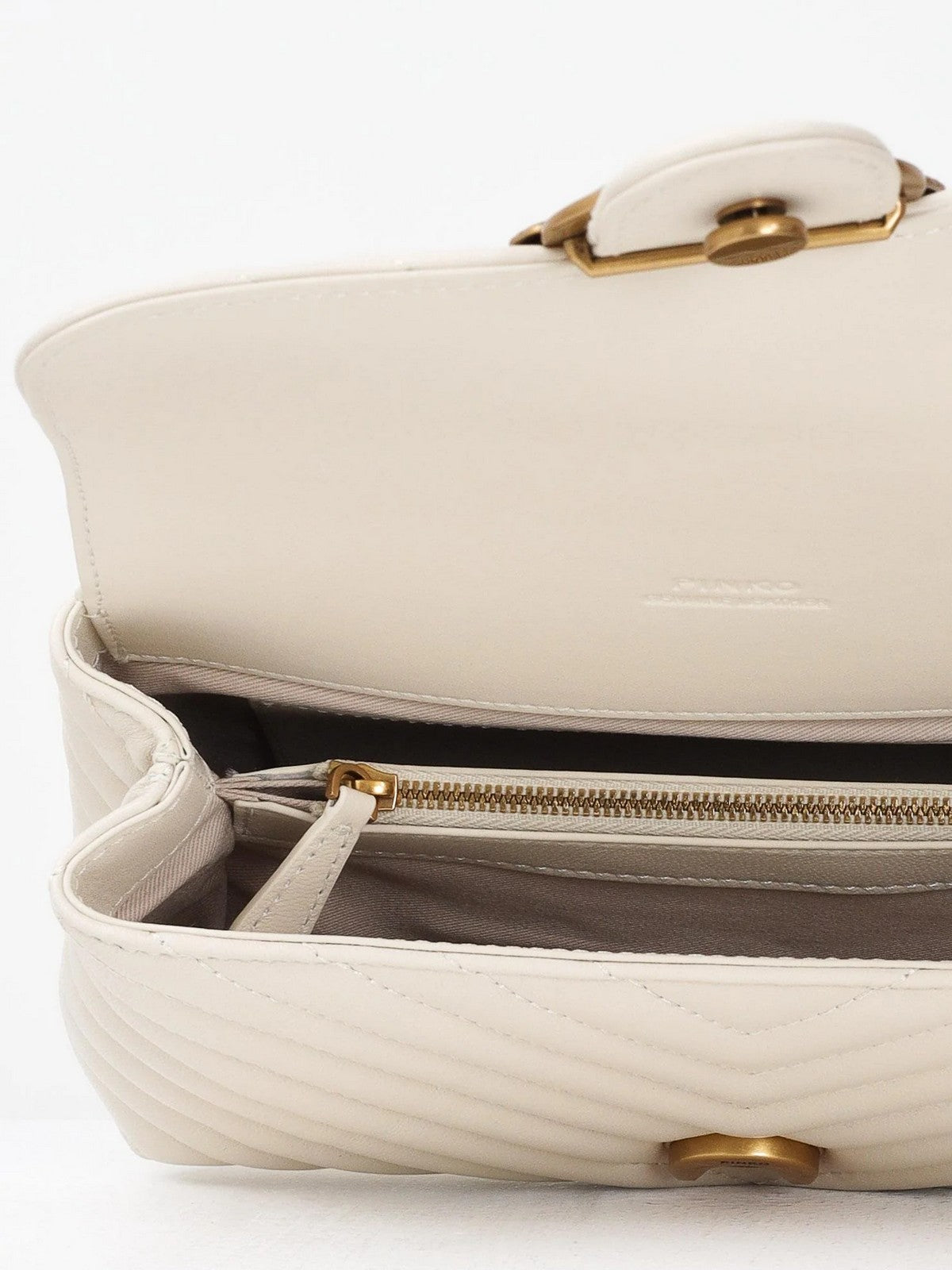 PINKO Borsa Donna LOVE LADY PUFF MINI CL SHEEP N 100044-A0GK Z14Q BIANCO SETA-ANTIQUE GOLD gioboutiqueweb