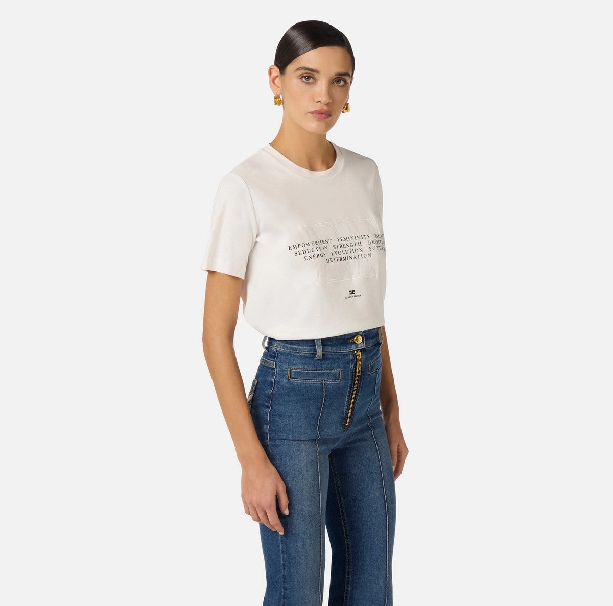 ELISABETTA FRANCHI T-shirt Donna MA69P61E2 270 GESSO gioboutiqueweb