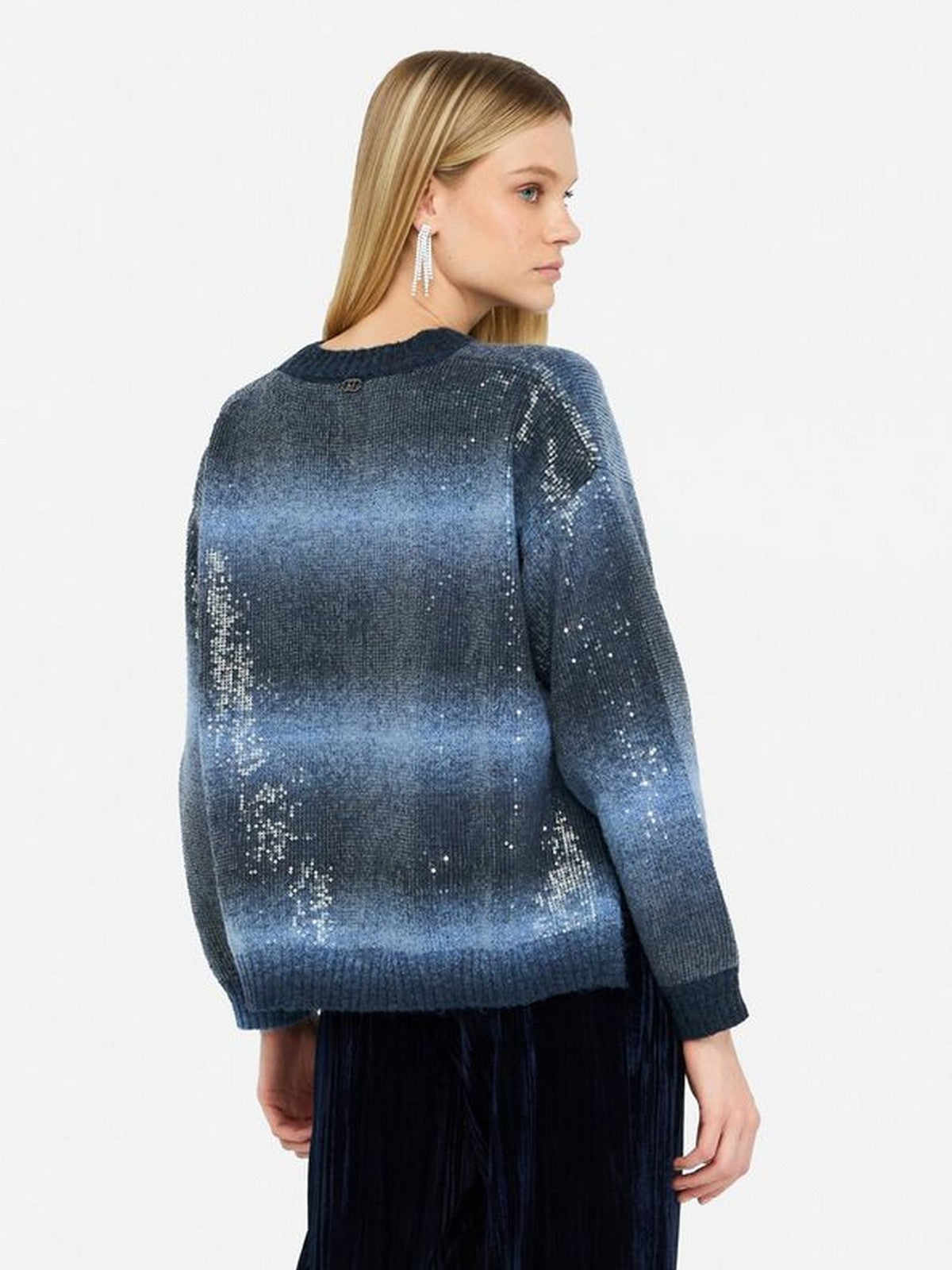 LIU JO WHITE Maglione Donna MF5380MA14R S9473 Blue shaded gioboutiqueweb
