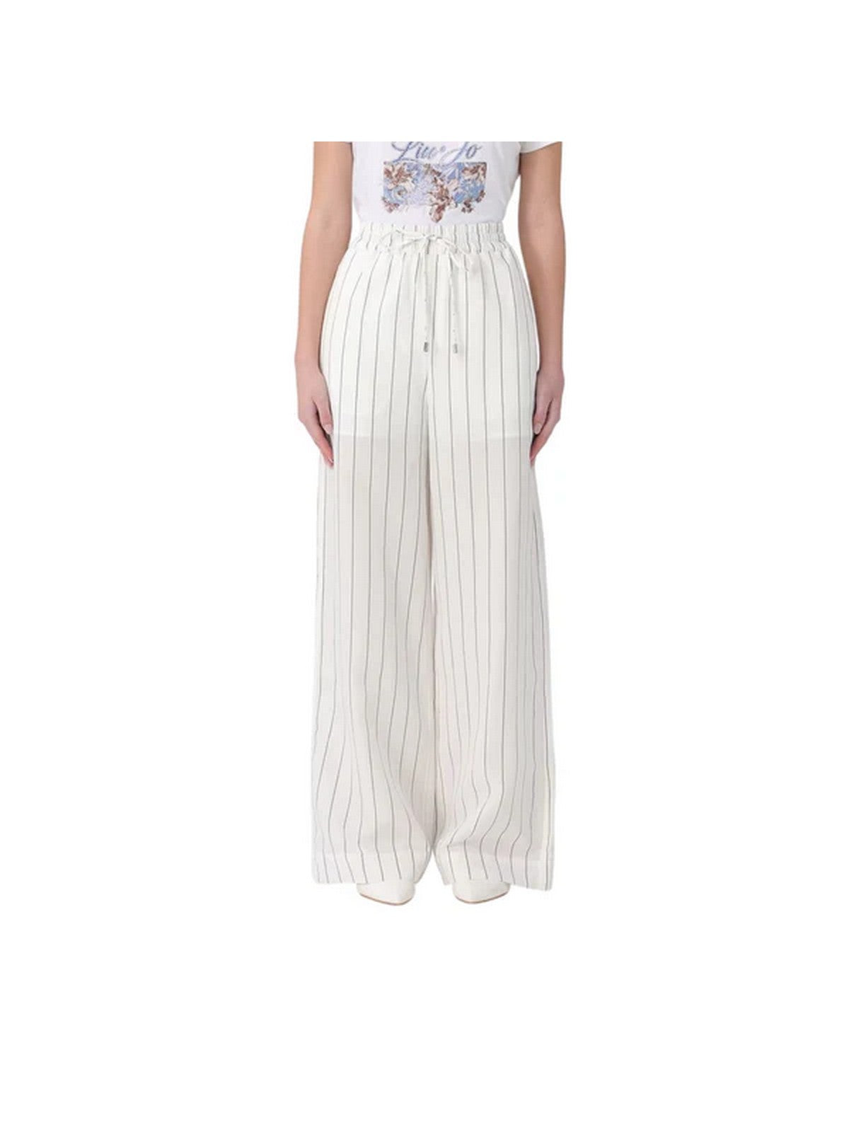LIU JO WHITE Pantalone Donna WA6368T4818 03Q45 BIANCO LANA/NERO gioboutiqueweb