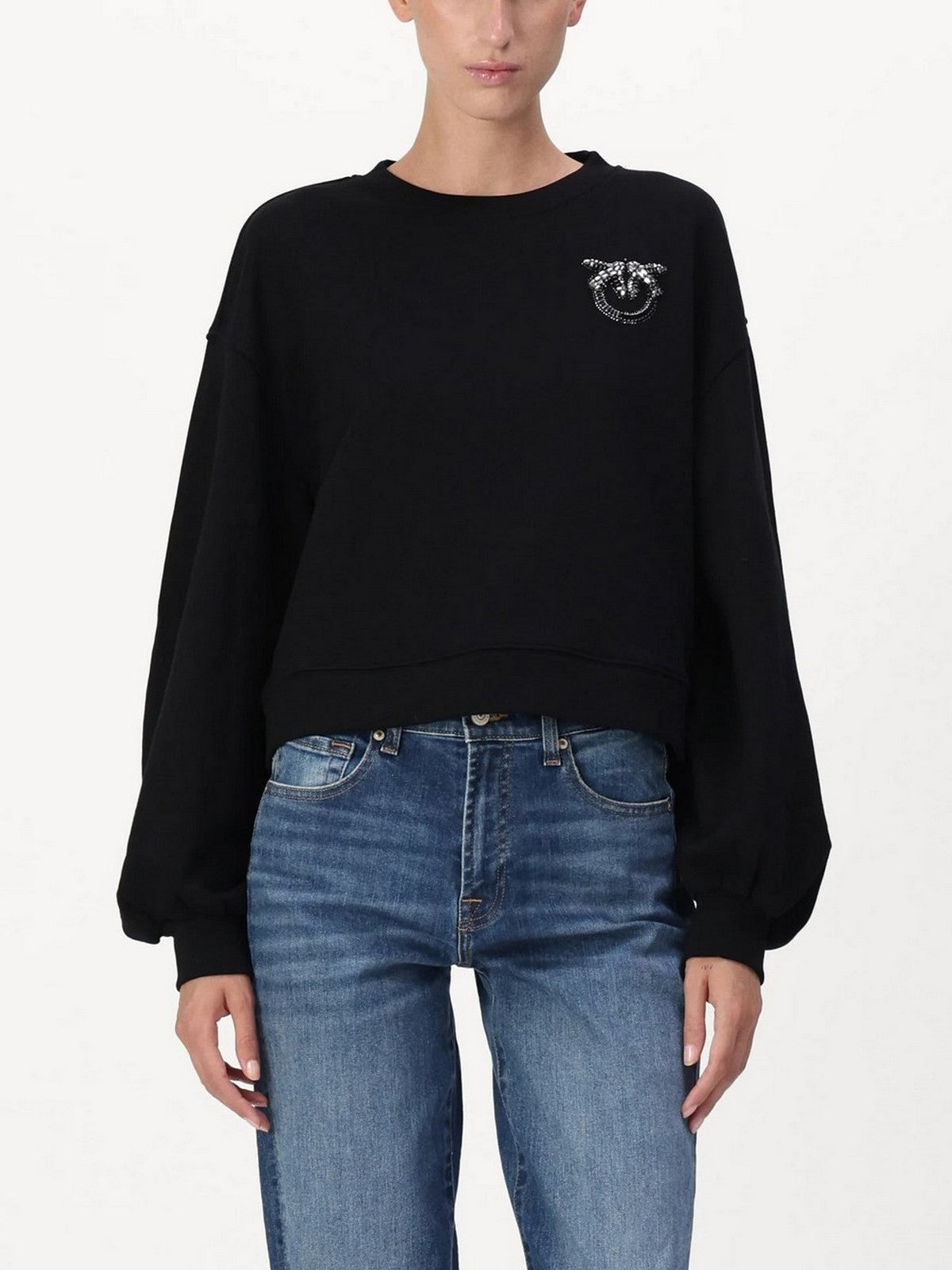 PINKO Felpa Donna Ceresole Maglia Felpa Logo Bir 102827-A24F Z99 Nero gioboutiqueweb