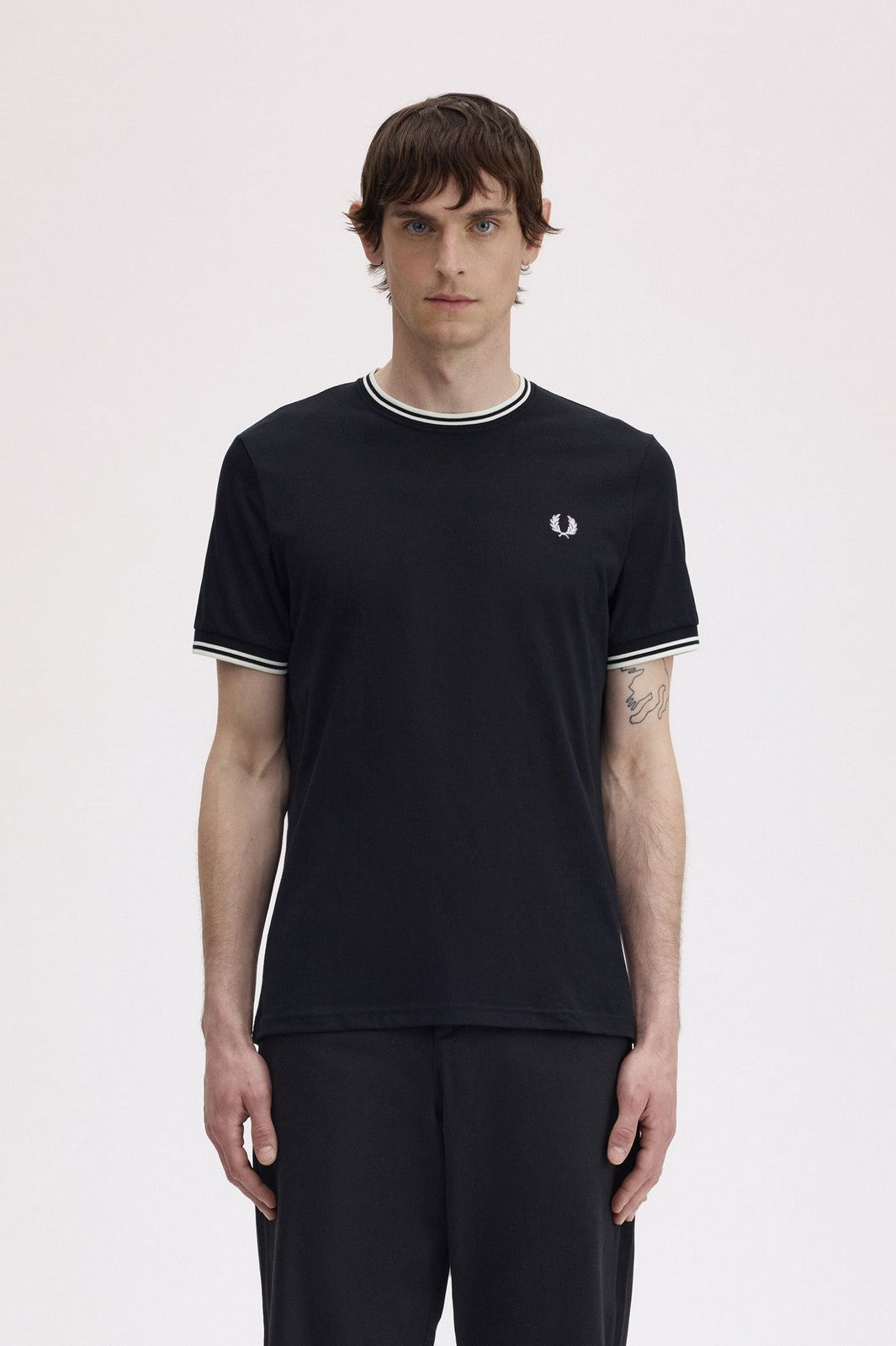 FRED PERRY T-shirt Uomo FP TWIN TIPPED T-SHIRT FP-M1588V 102 BLACK