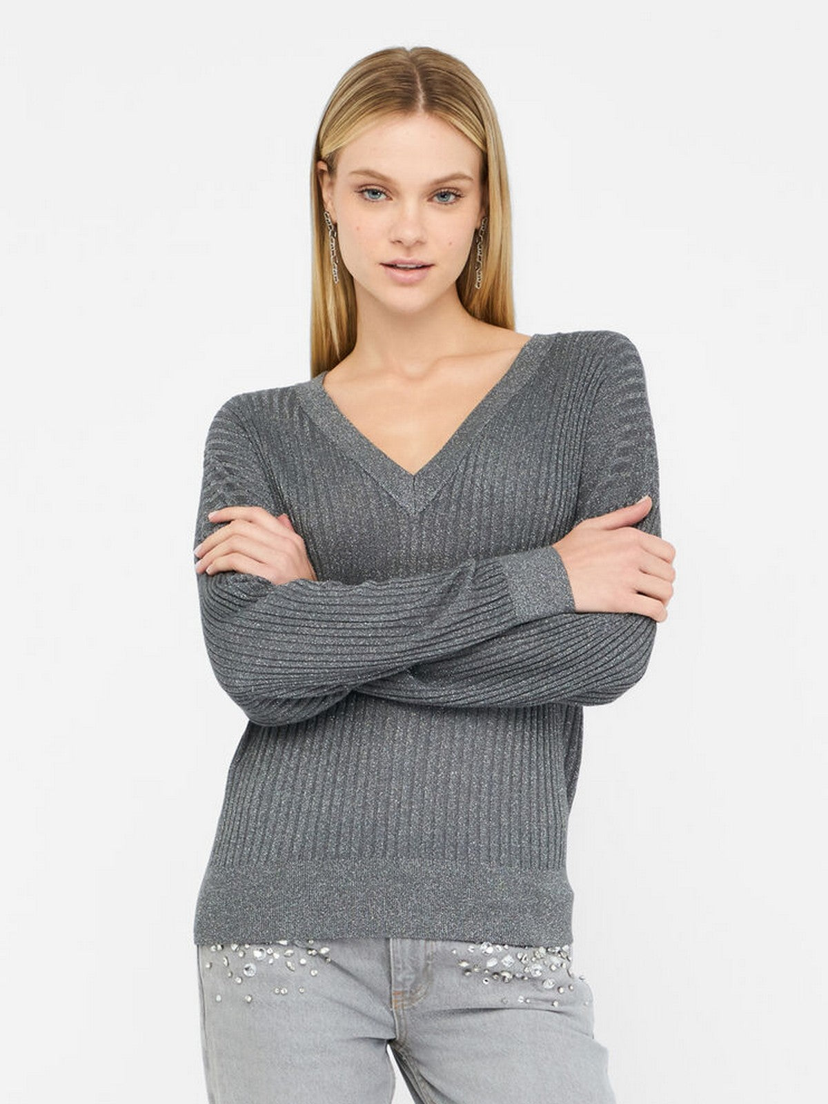 LIU JO WHITE Maglione Donna MF5390MS46J 04020 Antracite met.