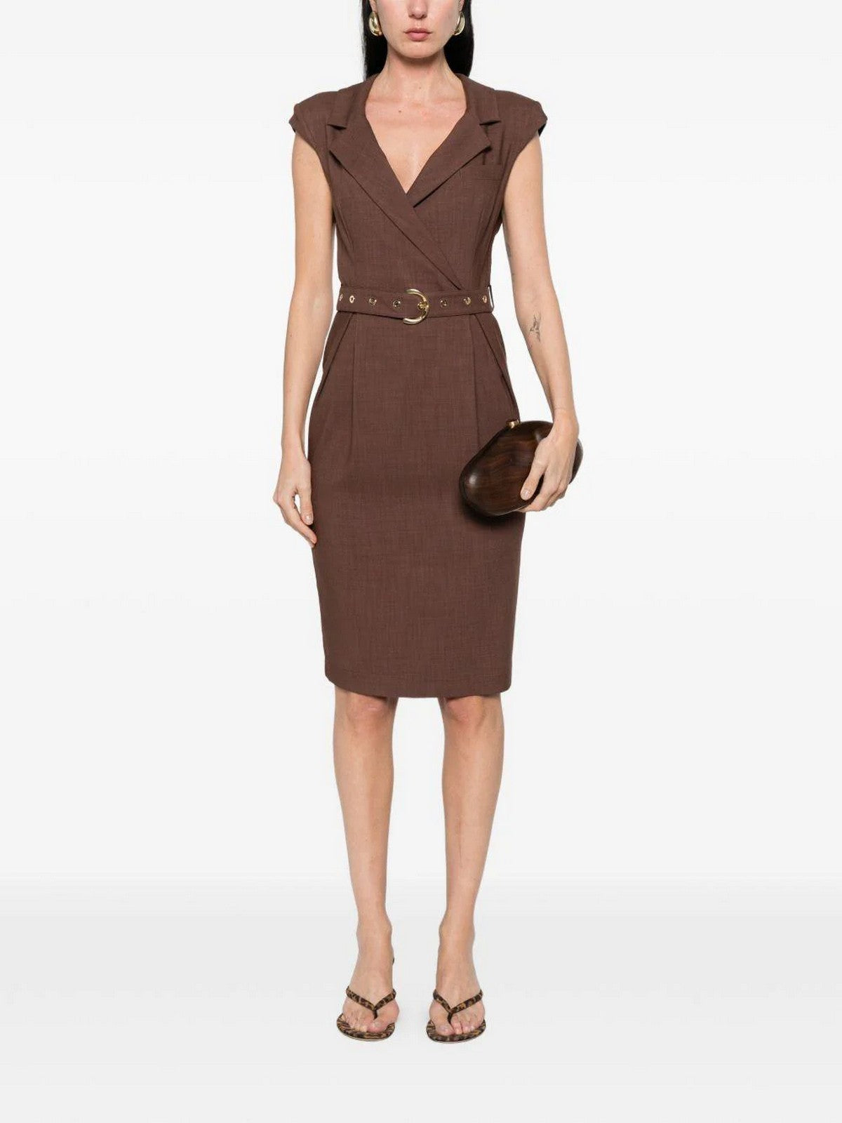 PINKO Abito Donna AMADINE ABITO FRISOTTINO 106565-A2W6 L78 MARRONE TERRA X PIANTE gioboutiqueweb