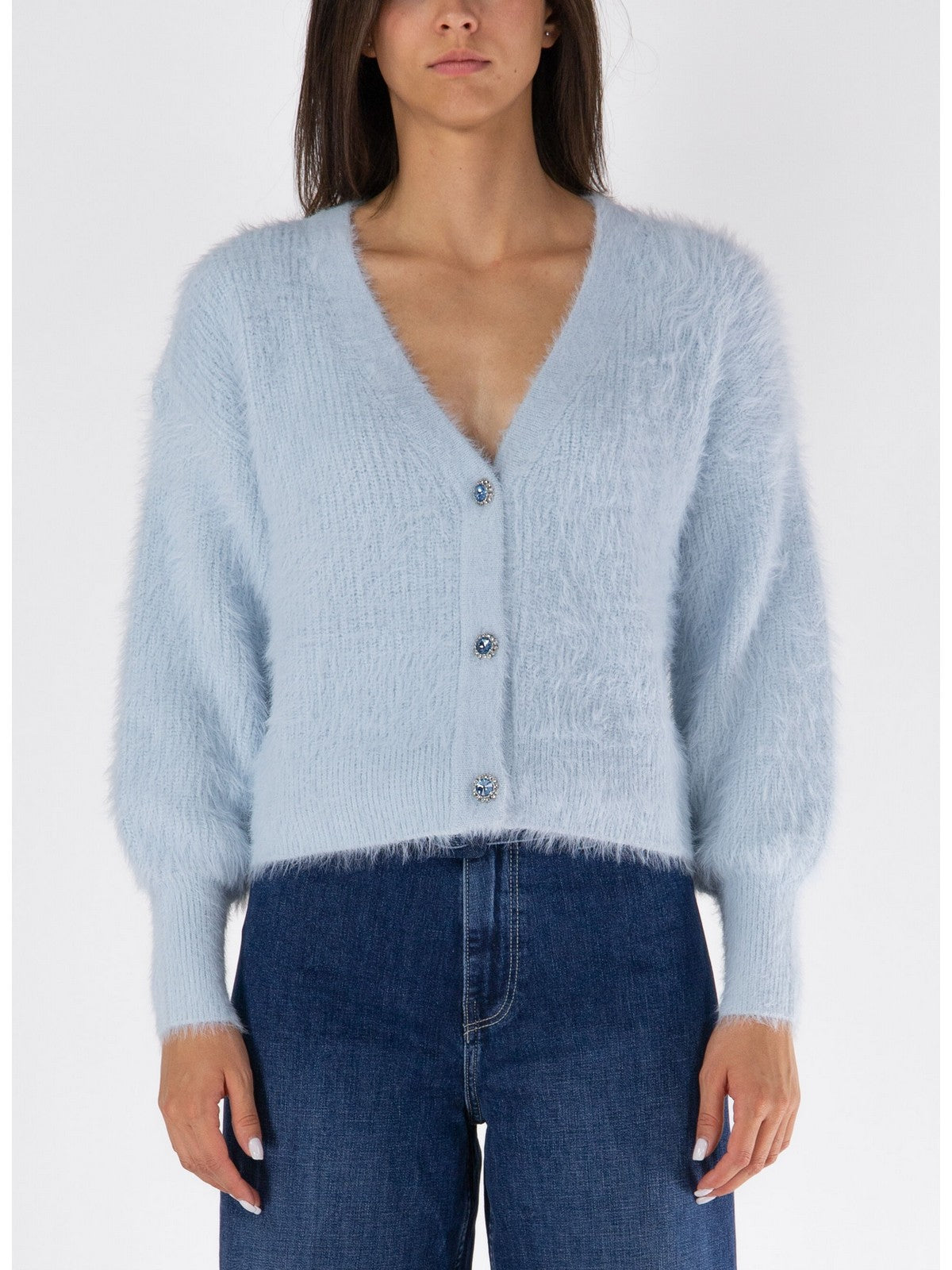 GUESS Cardigan Donna KEYLA LS VN CARDI SWTR W4BR27 Z3BH0 A719 Blu gioboutiqueweb
