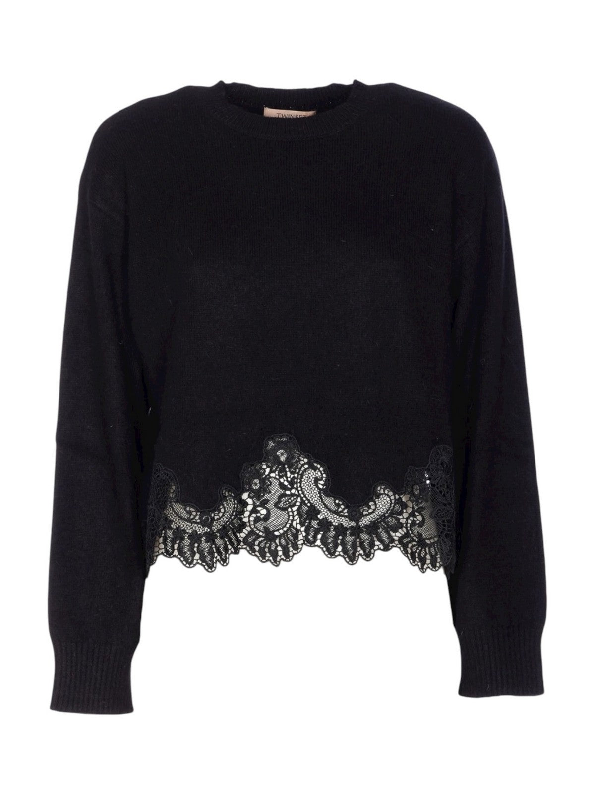 TWINSET Maglione Donna MIX ANGORA & LACE 252TT3381 00006 Nero gioboutiqueweb
