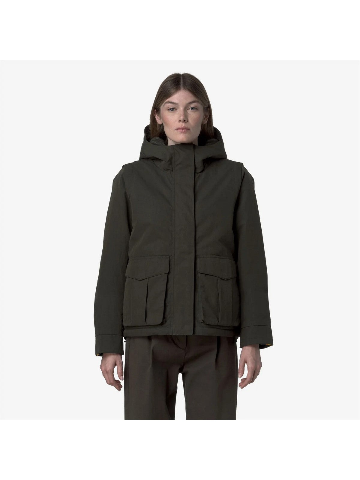 K-WAY Giubbino Donna IDELER COTTON FEEL K7136FW BB3 GREEN BLACKISH-GREEN