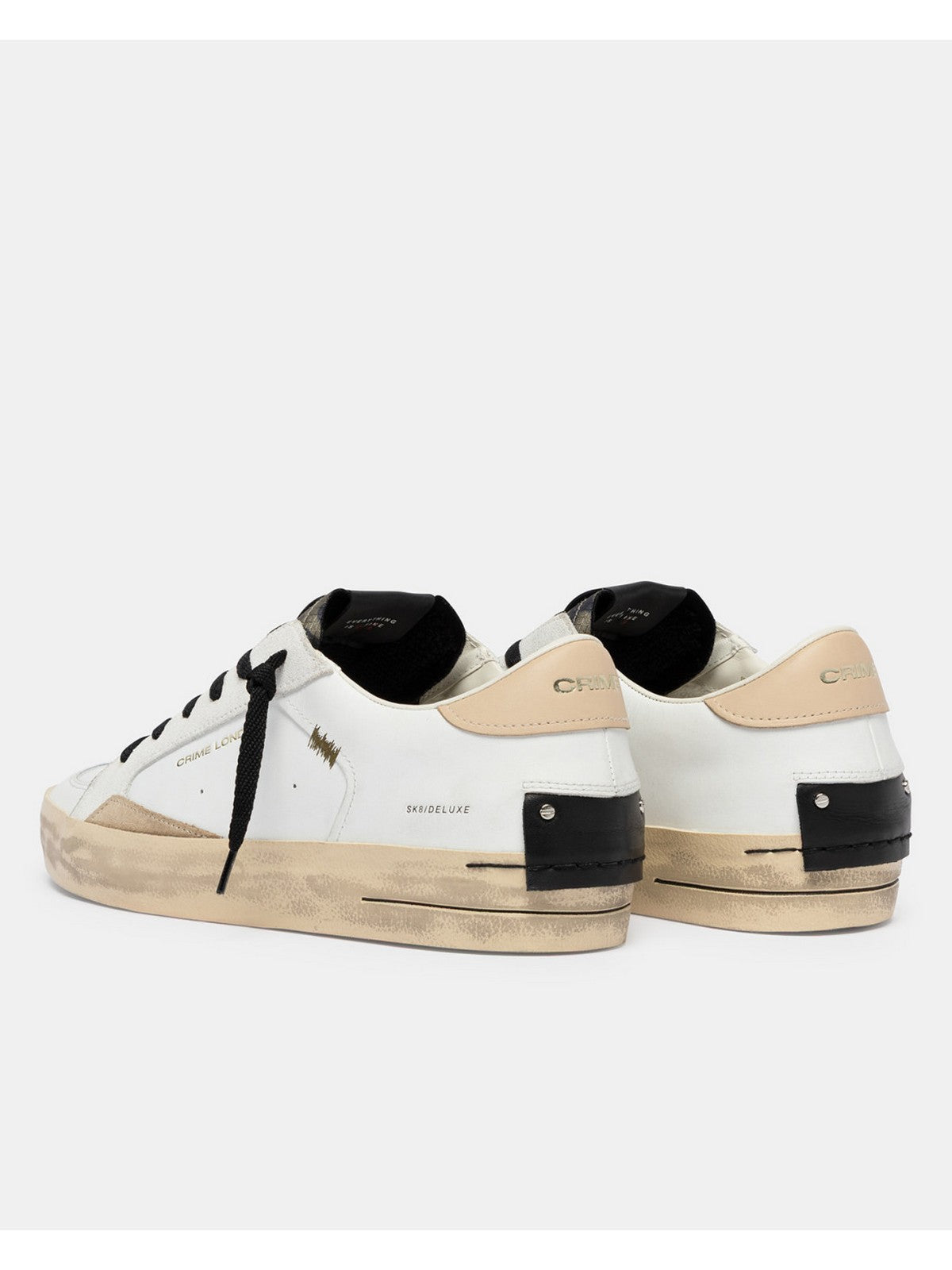 CRIME LONDON Sneaker Uomo SK8 DELUXE DUNE DRIFT 19104PP8 10 WHITE gioboutiqueweb