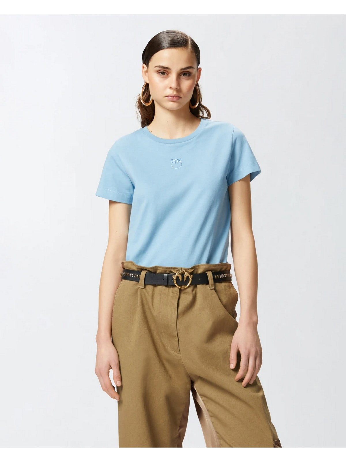 PINKO T-shirt Donna BUSSOLOTTO T-SHIRT JERSEY LOGO 100355-A2HN E63 Blu gioboutiqueweb