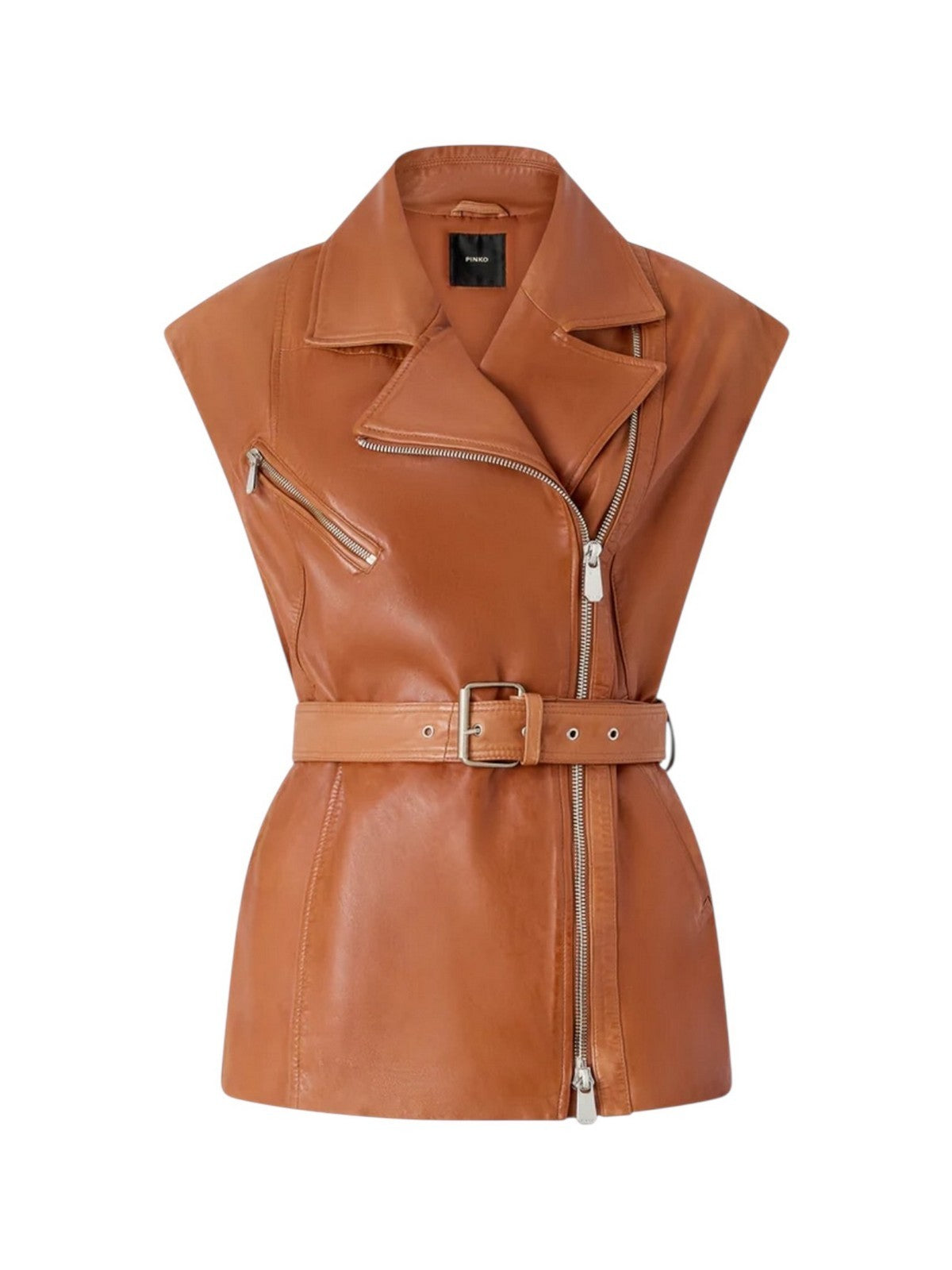 PINKO Gilet Donna GYPSY GILET PELLE LAVATA 106232-A31X L38 MARRONE CREMA DI MOCA gioboutiqueweb