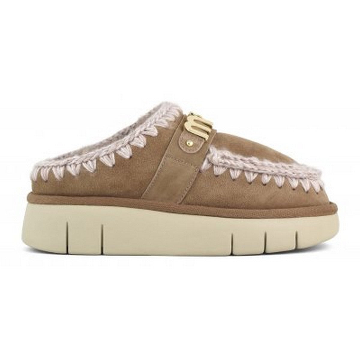 MOU Ciabatta Donna Bounce clog metal logo MU.FW531001A PKBRO Pink Brown gioboutiqueweb