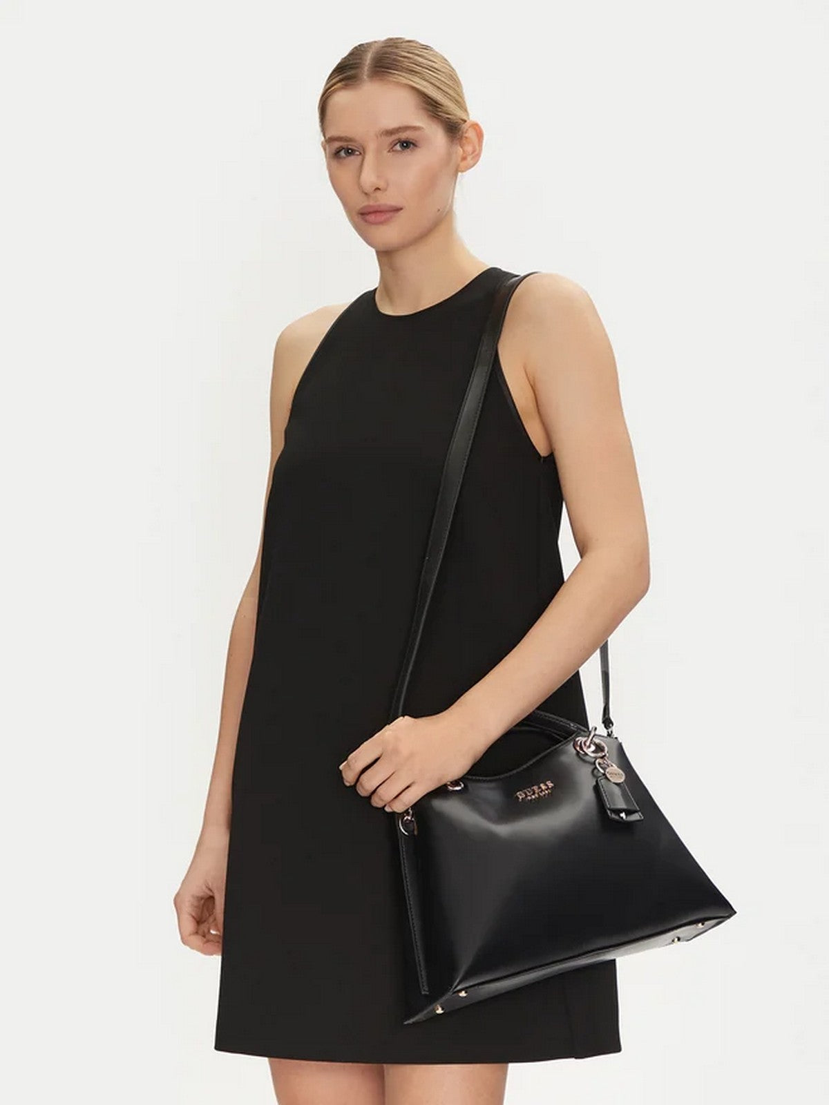 GUESS Borsa Donna ECO EVAINE GIRLFRIEND SATCHEL HWEVG9 53506 BLA Nero gioboutiqueweb