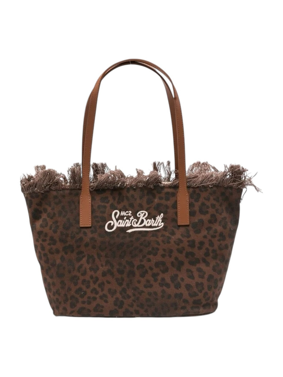 MC2 SAINT BARTH Borsa Donna CITY BAG MID FRINGE 00588L CANVAS DARK LEOPARD 18 EMB