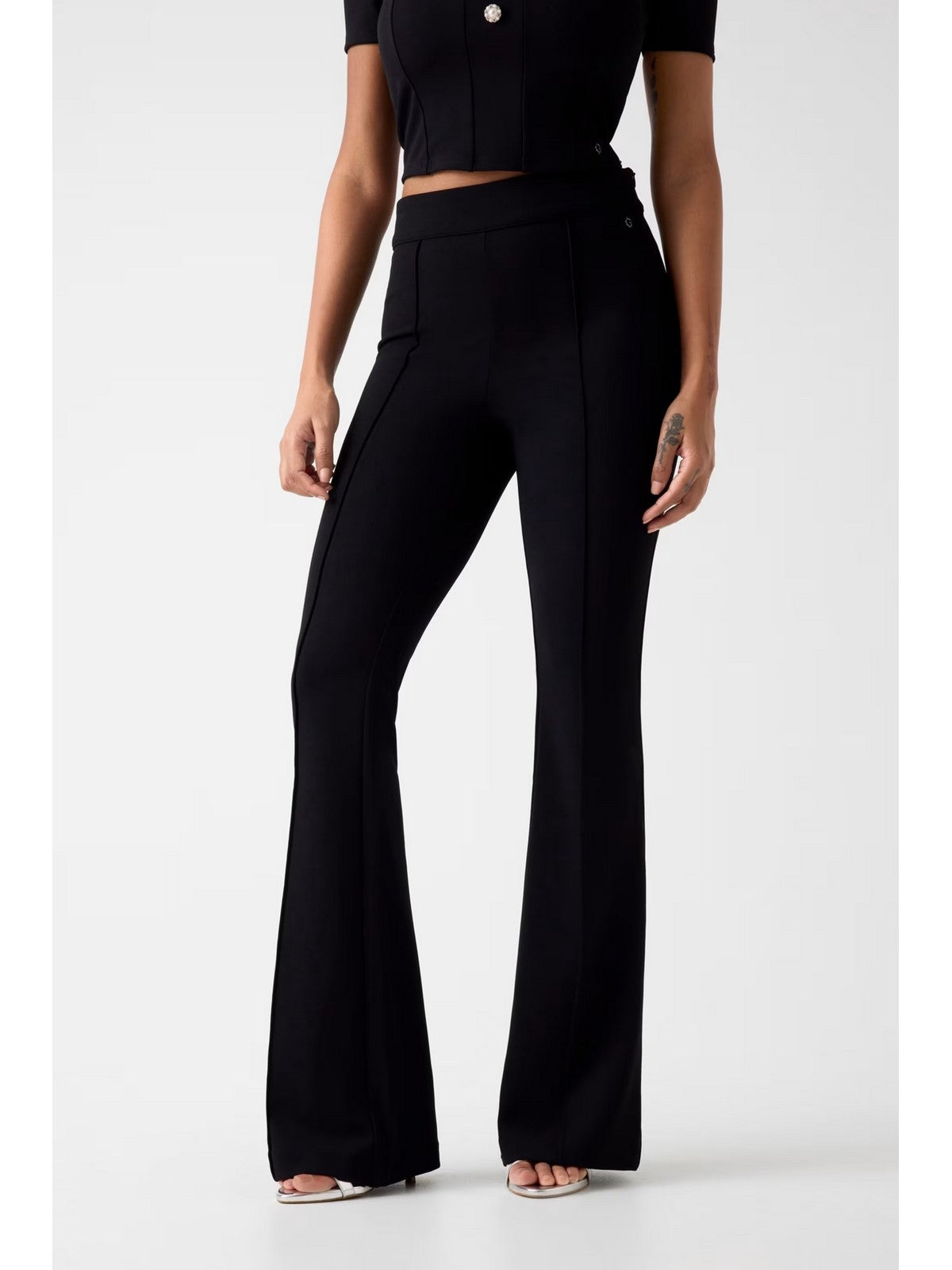GUESS Pantalone Donna NEW FLARED EVELINA PANT W4YB01 KCBO2 JBLK Jet Black A996 gioboutiqueweb