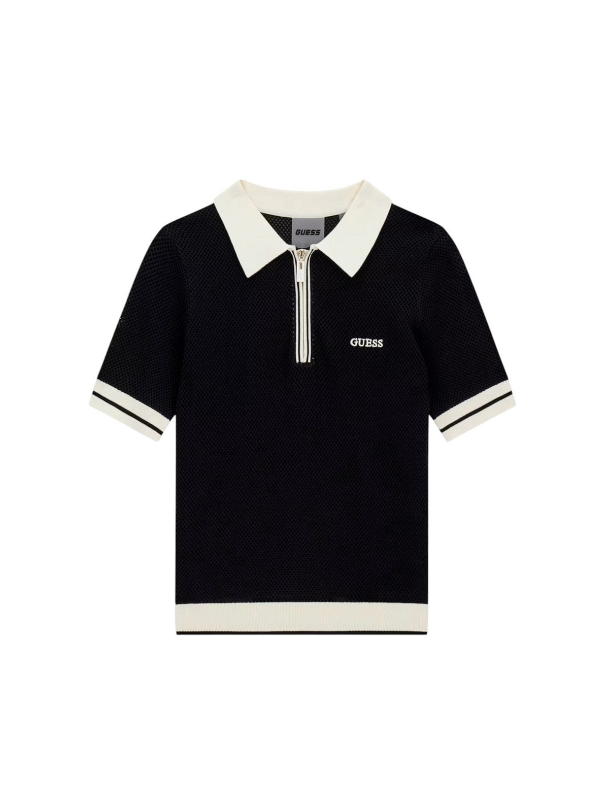 GUESS SPORT Polo Donna GABRY SS CROPPED POLO SWTR V6GR04 Z0725 JBLK Jet Black A996 gioboutiqueweb