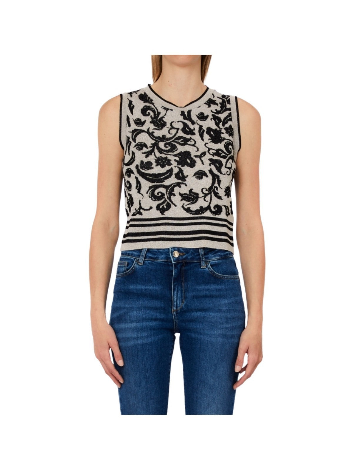 LIU JO WHITE Maglia Donna WA6447MA587 P9564 Jacq.arab.white/blac gioboutiqueweb