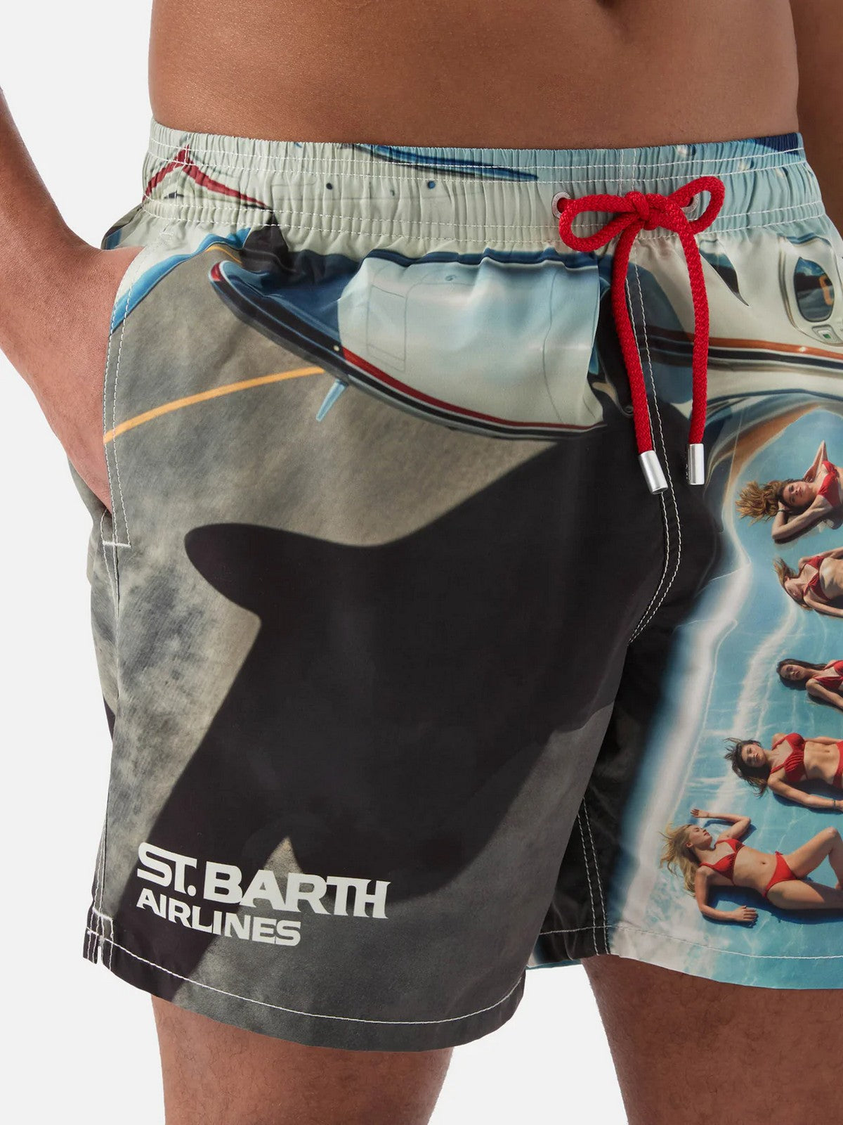 MC2 SAINT BARTH Costume da bagno Uomo GUSTAVIA PLACED PRINT 01718L RD SB AIRLINES 01