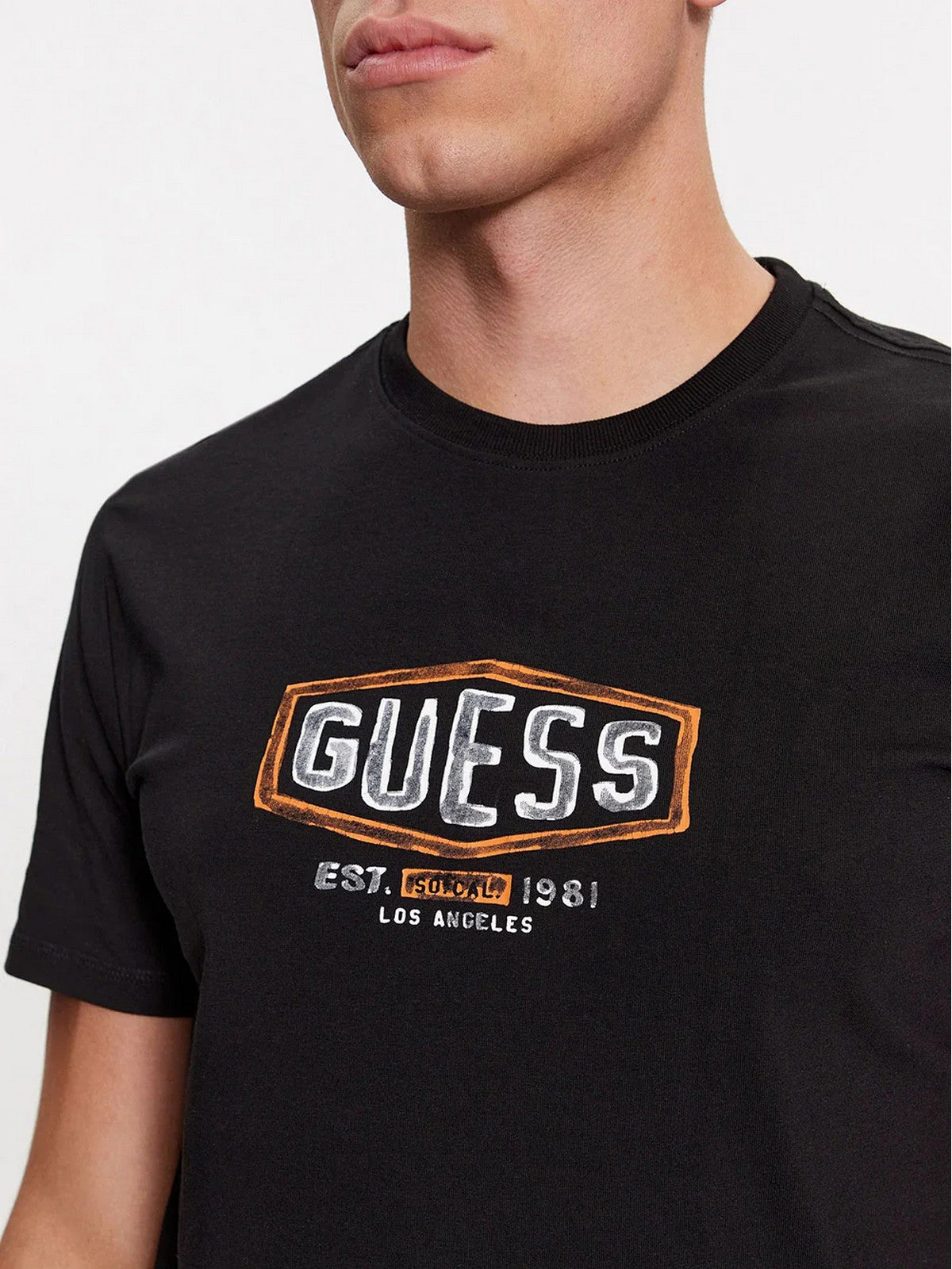 GUESS T-Shirt e Polo Uomo SS CN GUESS BOX CRAC M4RI33 J1314 JBLK Nero gioboutiqueweb