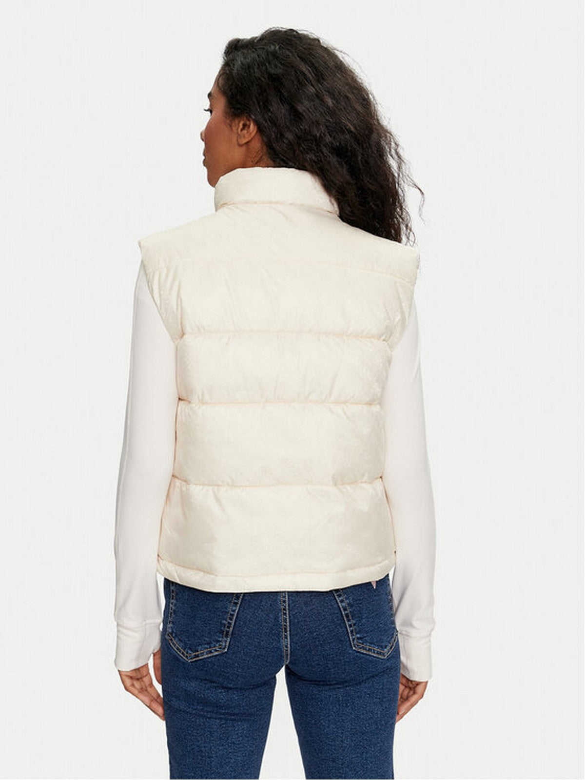 GUESS Gilet Donna NEW 4G LOGO PADDED VEST W4YL15 WGAL2 G1E0 Beige gioboutiqueweb