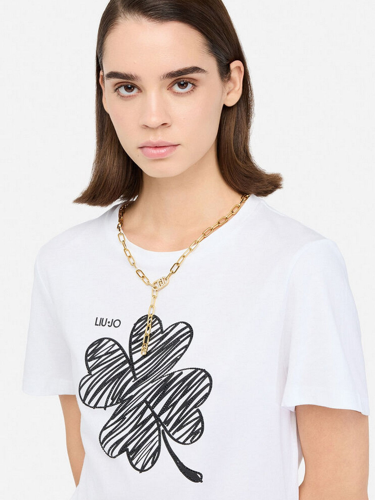 LIU JO WHITE T-shirt Donna MF5410JS923 P9154 Bianco/lucky LiuJo