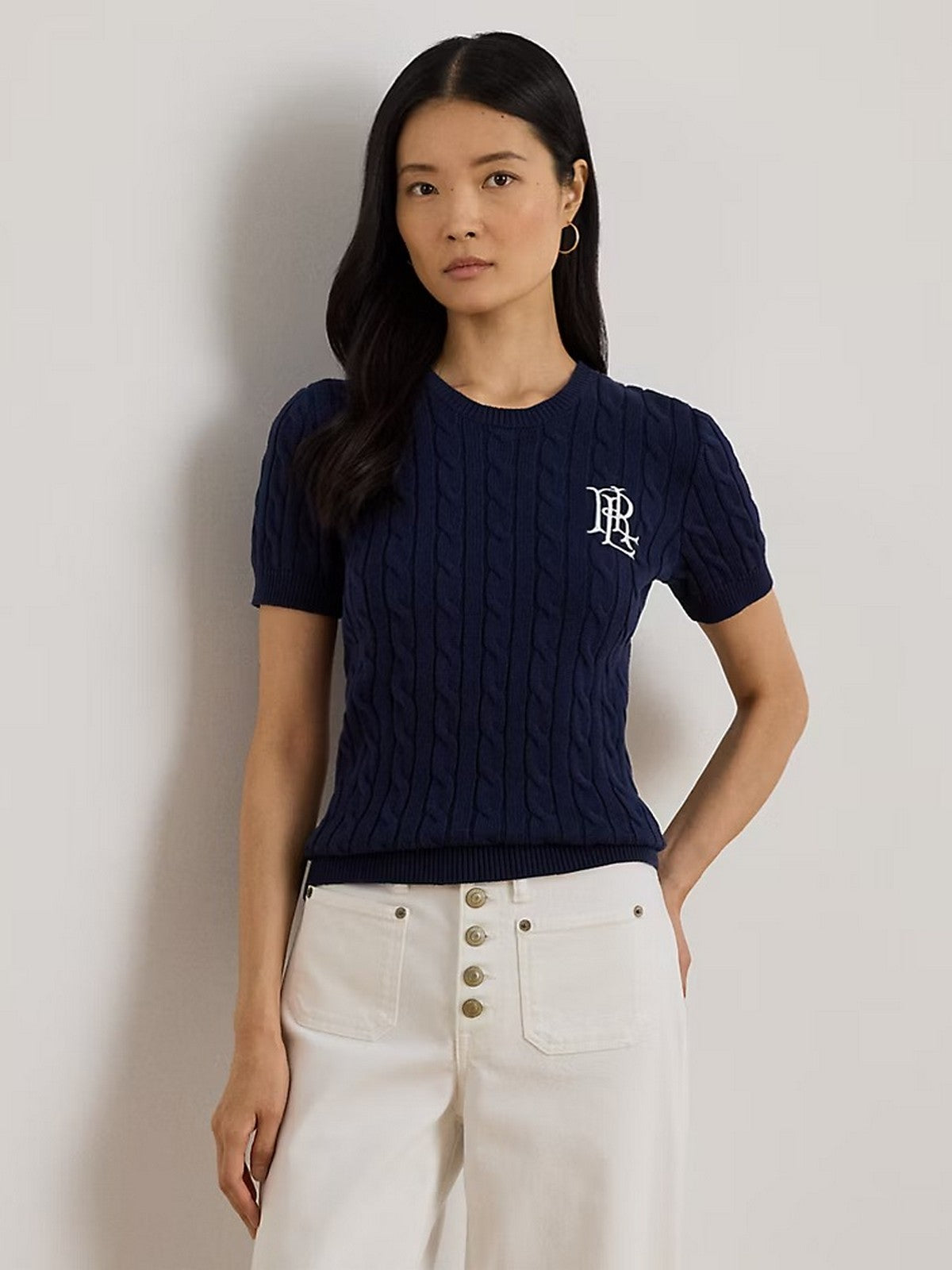 LAUREN RALPH LAUREN T-shirt damski EYELAH-KRÓTKI RĘKAW-PULLOVER 200P07025 001 REFINED NAVY