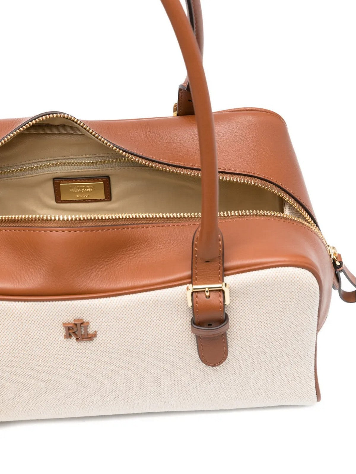 LAUREN RALPH LAUREN Borsa Donna MRCY ZP SCHL-SATCHEL-LARGE 431P06078 001 NTRL/BUFF CANVAS/LAUREN TAN