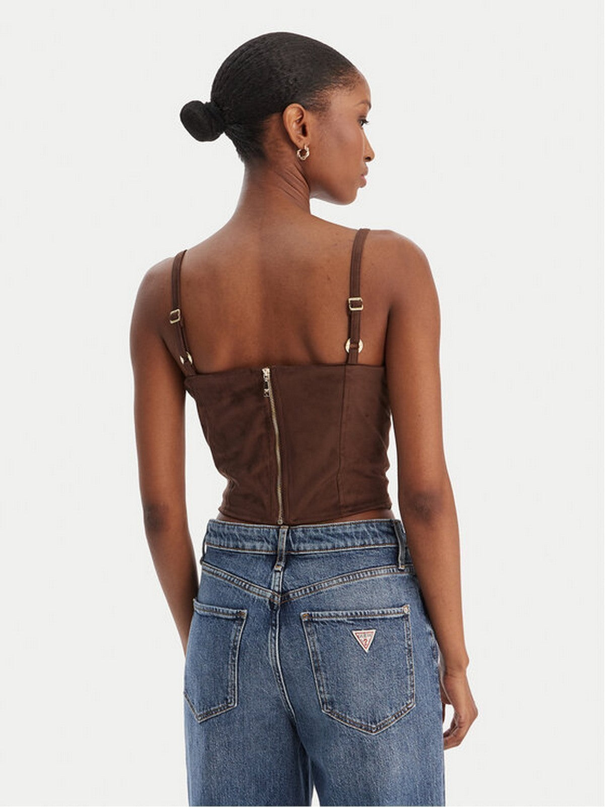 GUESS Top Donna SL NUNZIA CORSET W6RH03 WJ472 G1EA DARK COFFEE gioboutiqueweb