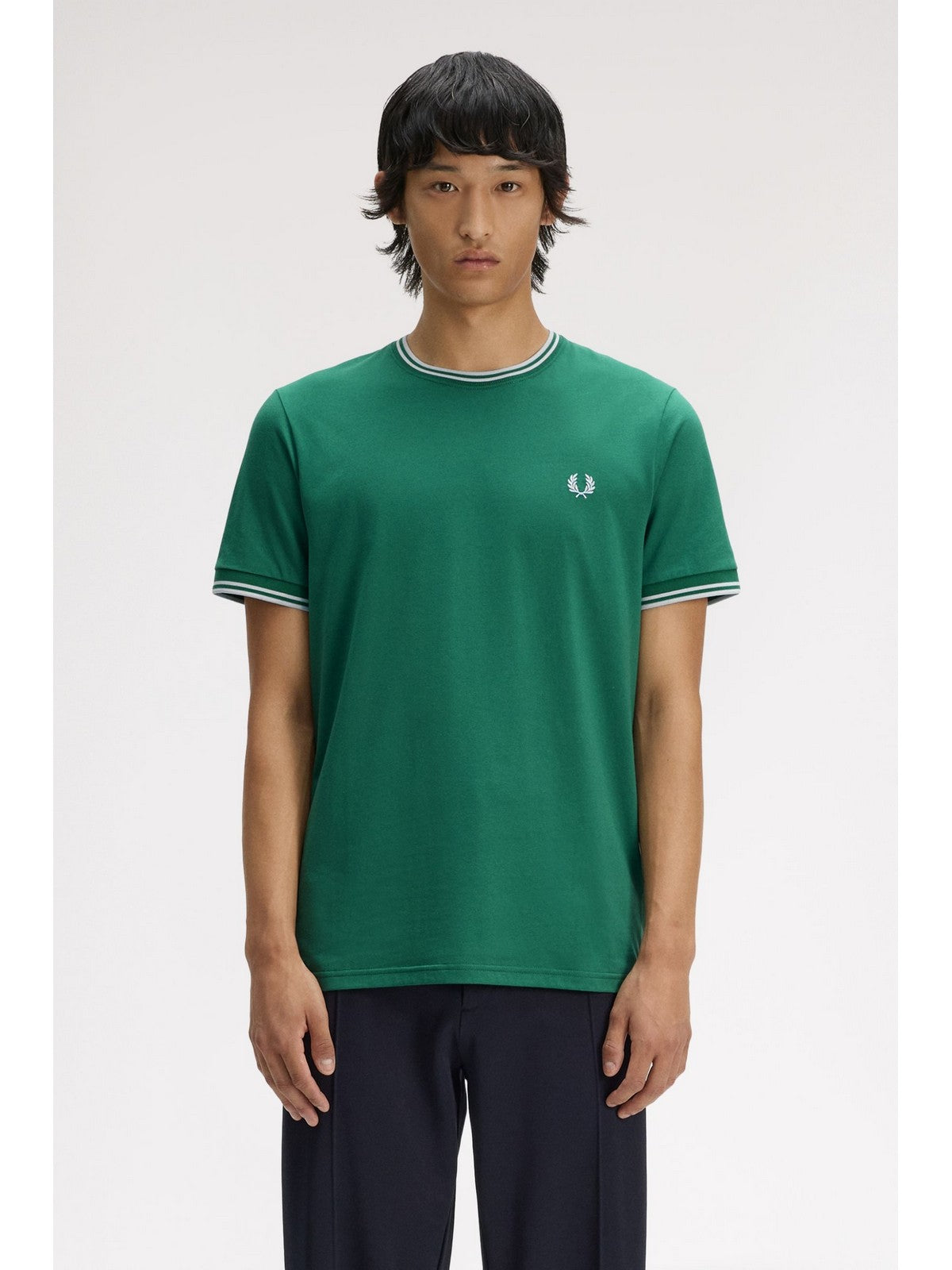 FRED PERRY T-shirt Uomo FP-M1588V 81B SPTGRN/LTIC/LTIC