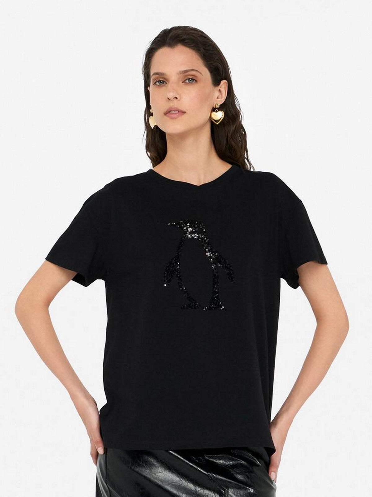 LIU JO WHITE T-shirt Donna MF5412JS923 P9142 Nero/penguin fashion