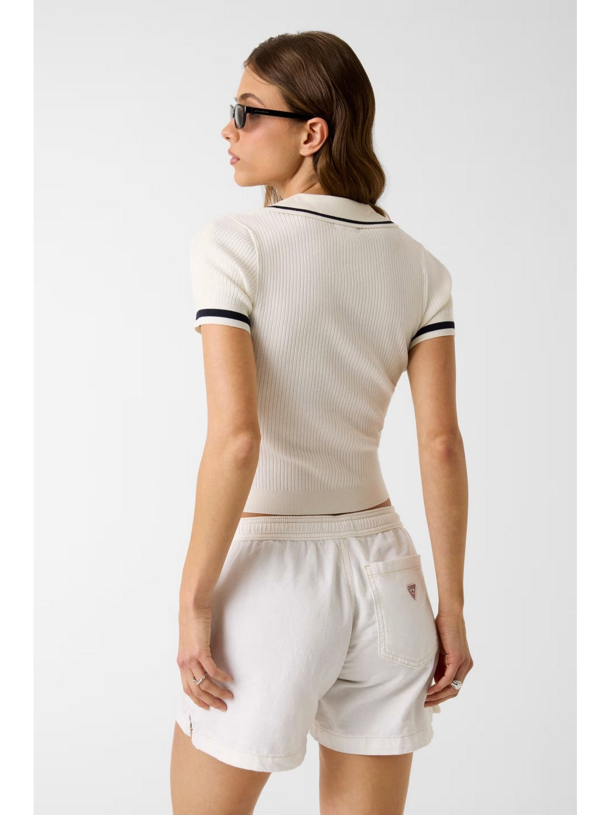 GUESS Maglia Donna GJ SS RIB POLO EMB SWTR W6GRZ1 Z3P32 G293 WARM WHITE