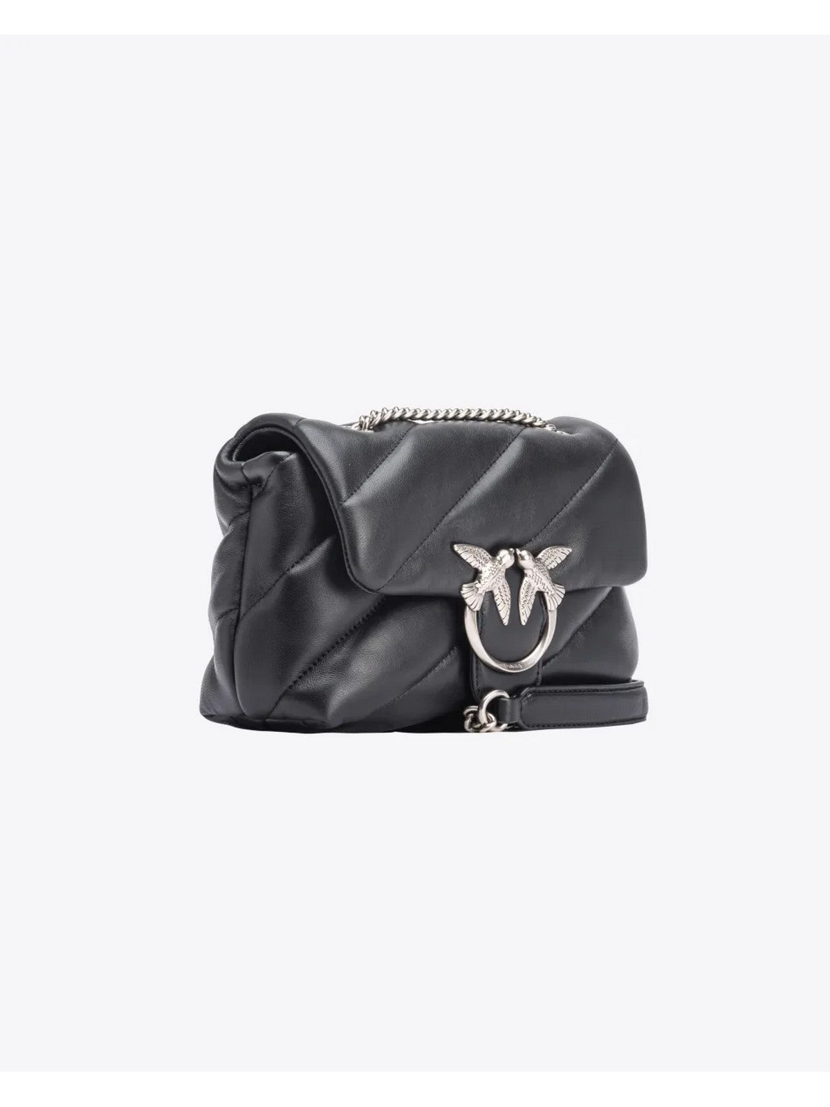 PINKO Borsa Donna Love Puff Mini Cl Sheep Nappa 100039-A0F2 Z99O NERO-OLD SILVER gioboutiqueweb