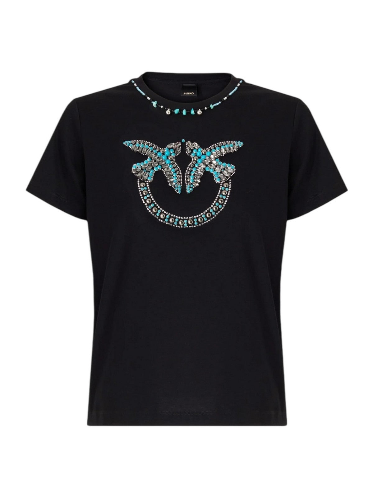 PINKO T-shirt Donna FIDENZA T-SHIRT 107094-A3C7 ZE2 NERO/AZZURRO gioboutiqueweb