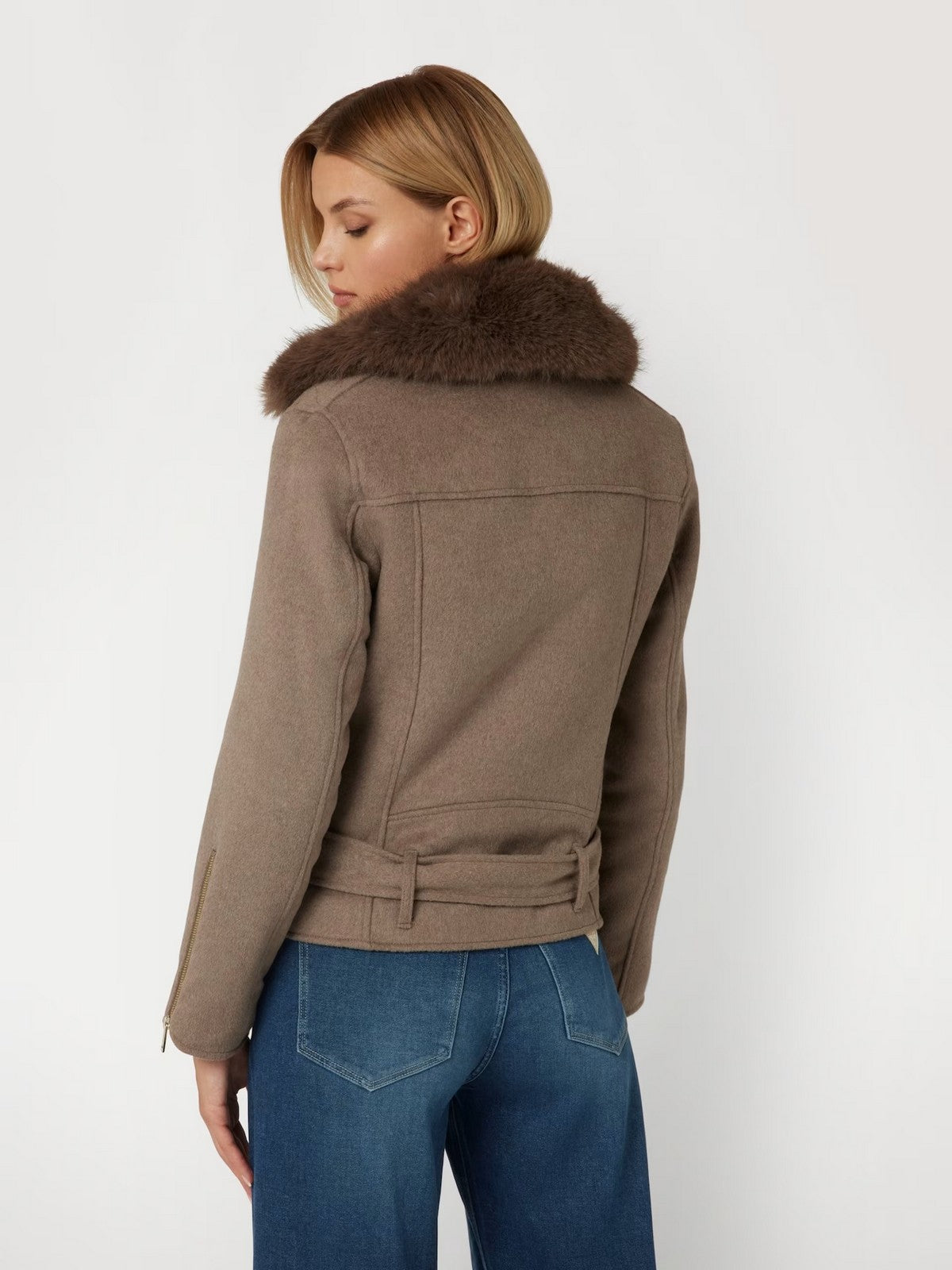 Zgadnij kurtka damska Nancy Faux Fur Jacket W4BL30 WGJG2 F1BM Beige